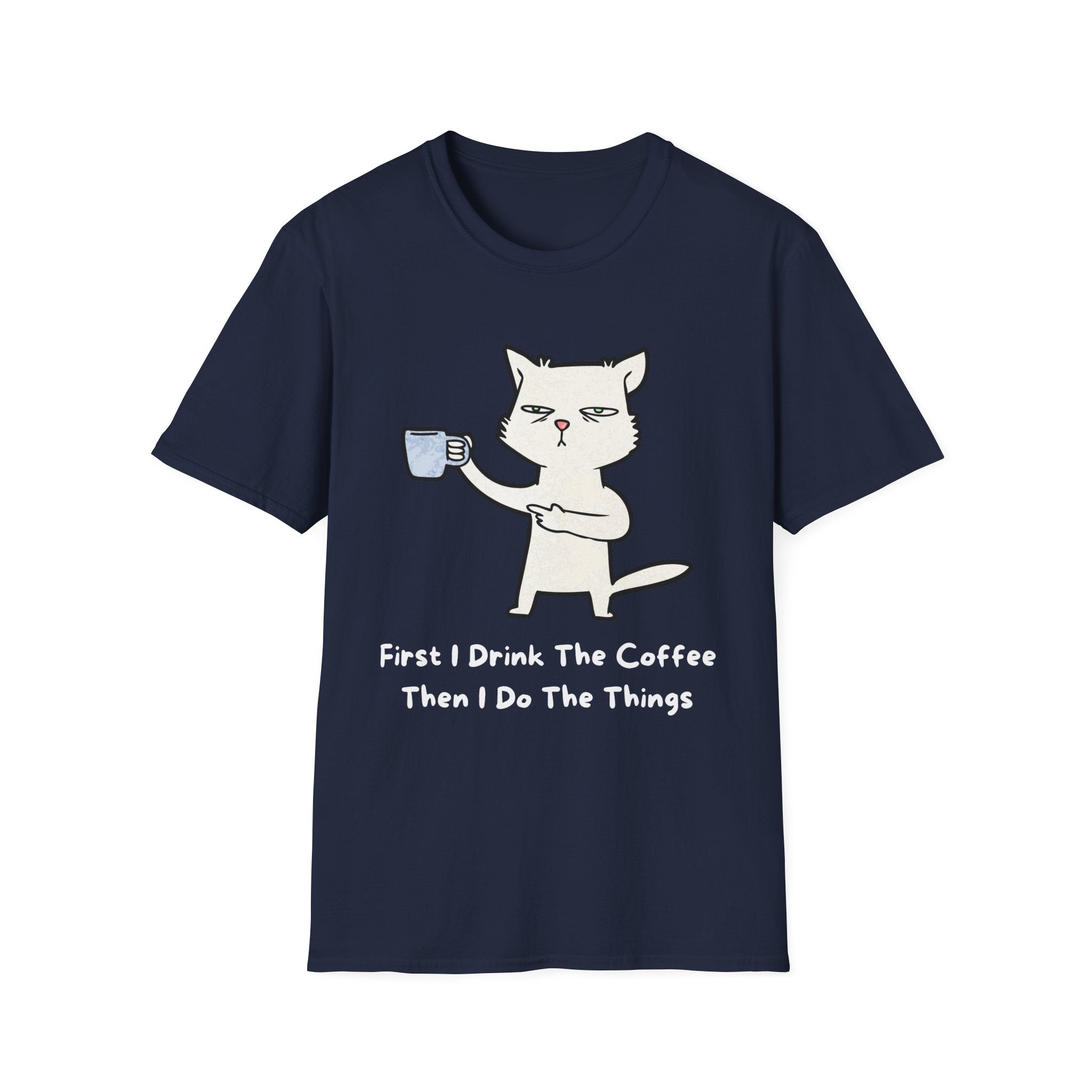 Coffee Cat Unisex T-Shirt, Funny Cat Tee