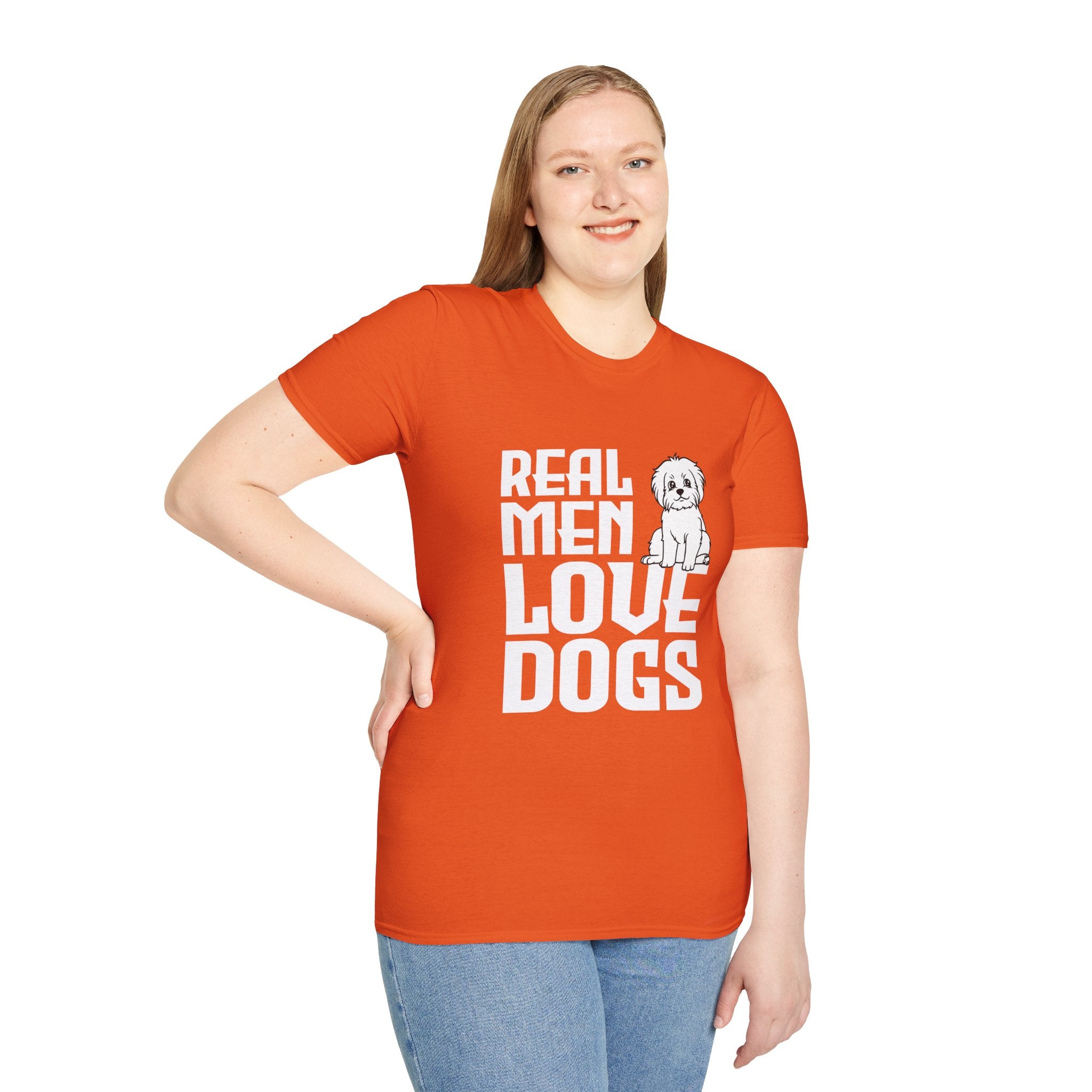 Unisex Dog Lover T-Shirt, Real Men Love Dogs Tee, Pet Owner Apparel, Gift for Dog Dads, Perfect for Birthdays