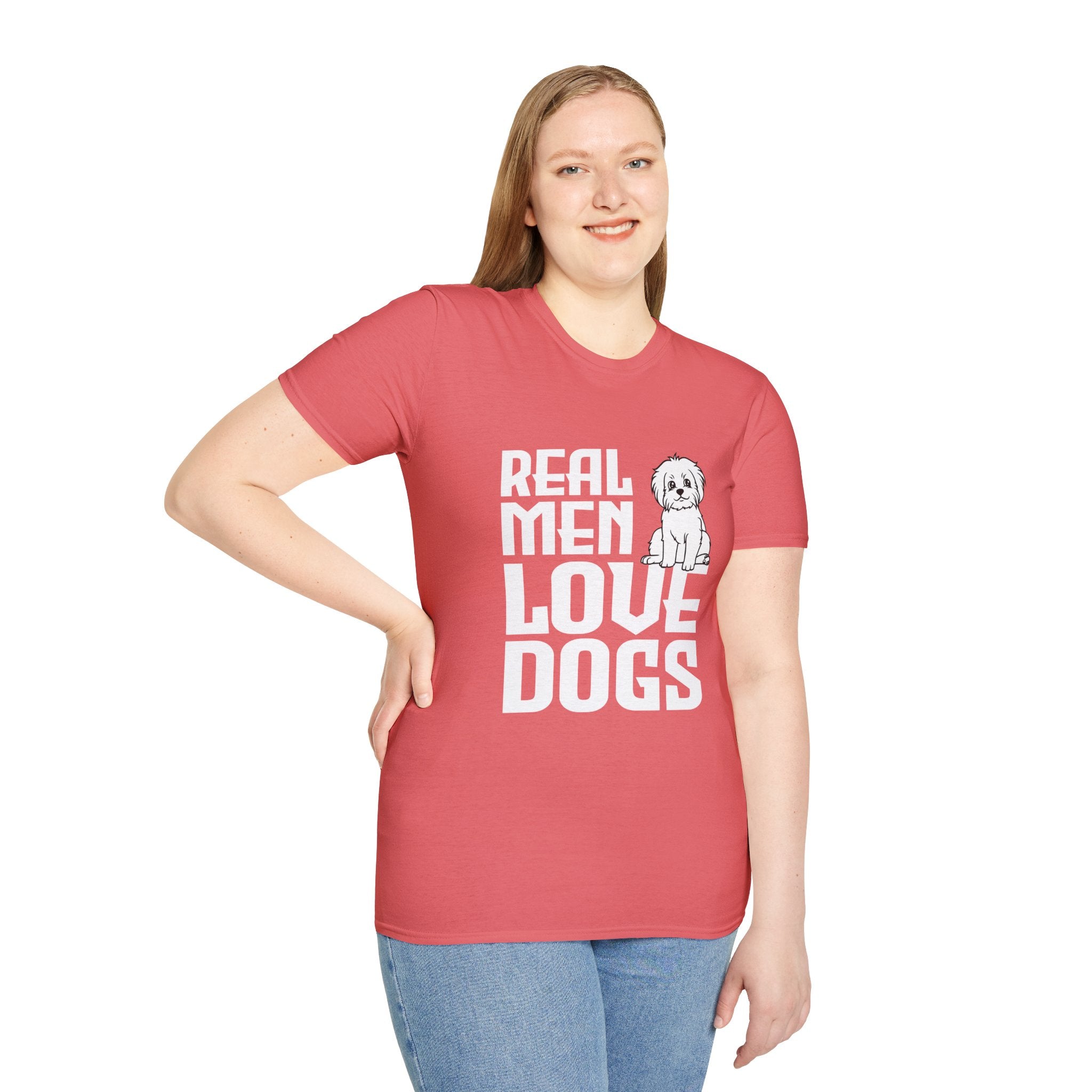 Unisex Dog Lover T-Shirt, Real Men Love Dogs Tee, Pet Owner Apparel, Gift for Dog Dads, Perfect for Birthdays