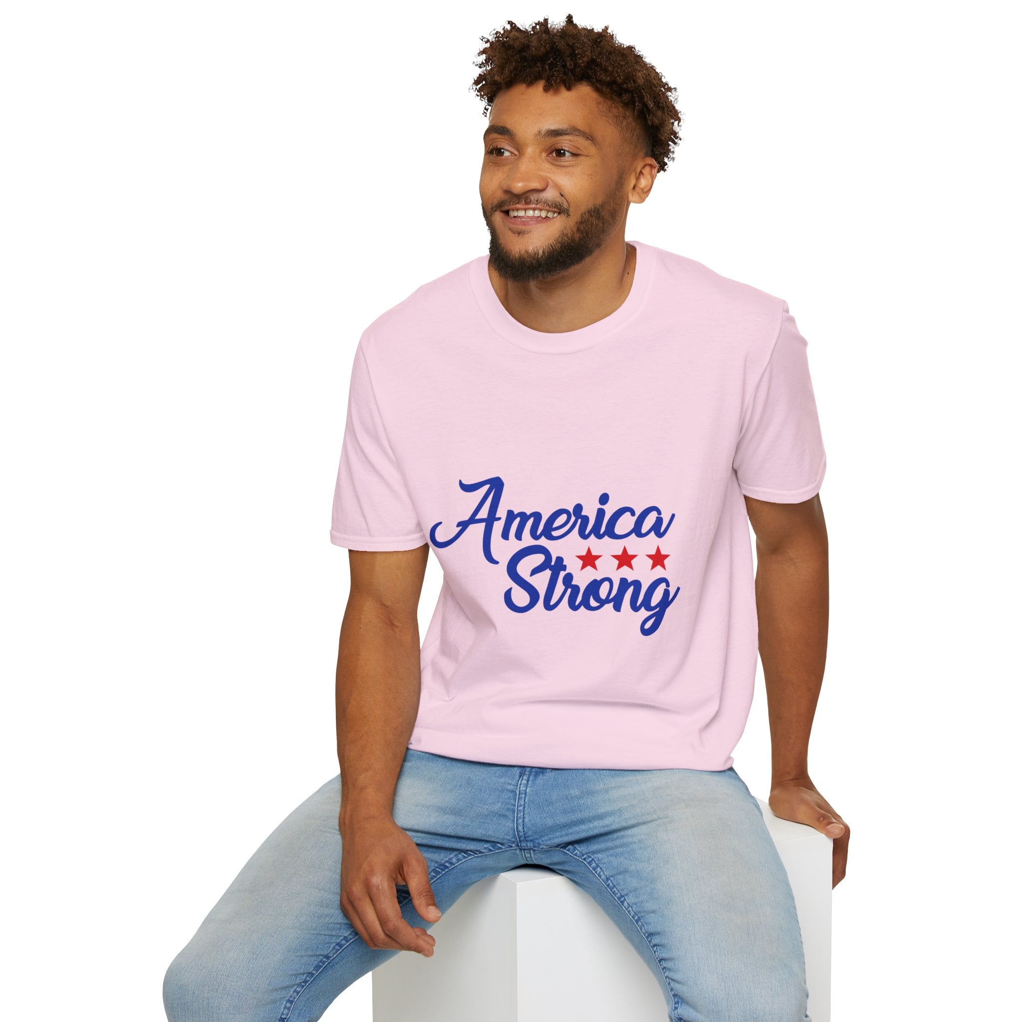 Unisex Softstyle T-Shirt - America Strong, Patriotic Tee, Casual Wear, Independence Day Outfit, Gift for Veterans, Summer Style