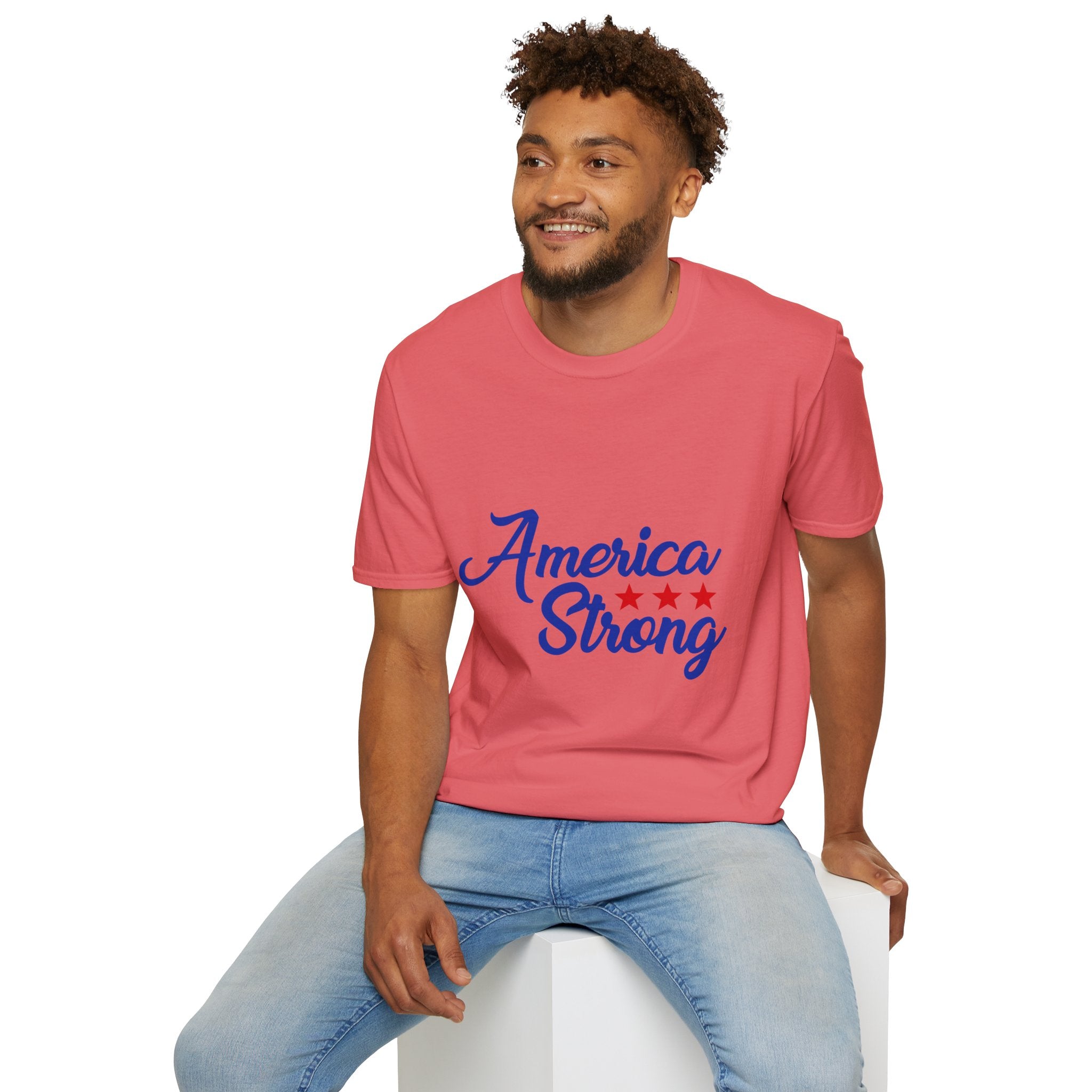 Unisex Softstyle T-Shirt - America Strong, Patriotic Tee, Casual Wear, Independence Day Outfit, Gift for Veterans, Summer Style