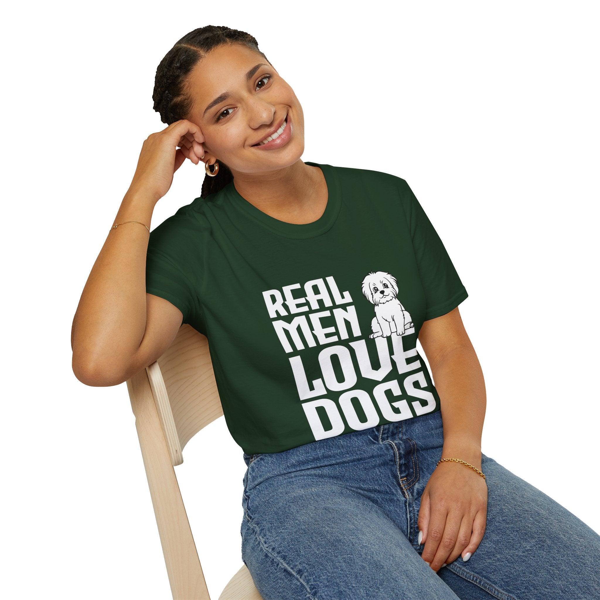 Unisex Dog Lover T-Shirt, Real Men Love Dogs Tee, Pet Owner Apparel, Gift for Dog Dads, Perfect for Birthdays