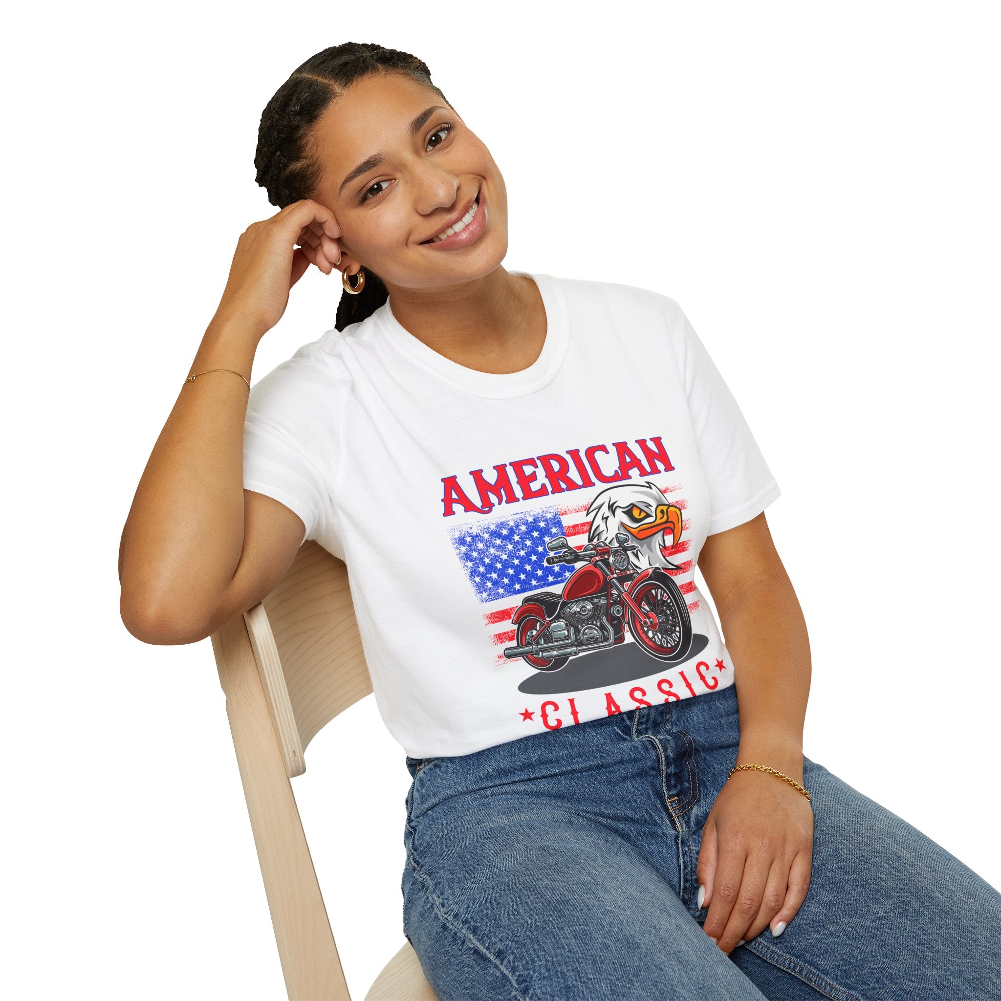 Patriotic Eagle Motorcycle T-Shirt, Unisex Casual Tee, American Rider Apparel, Independence Day Gift, Classic Style Shirt