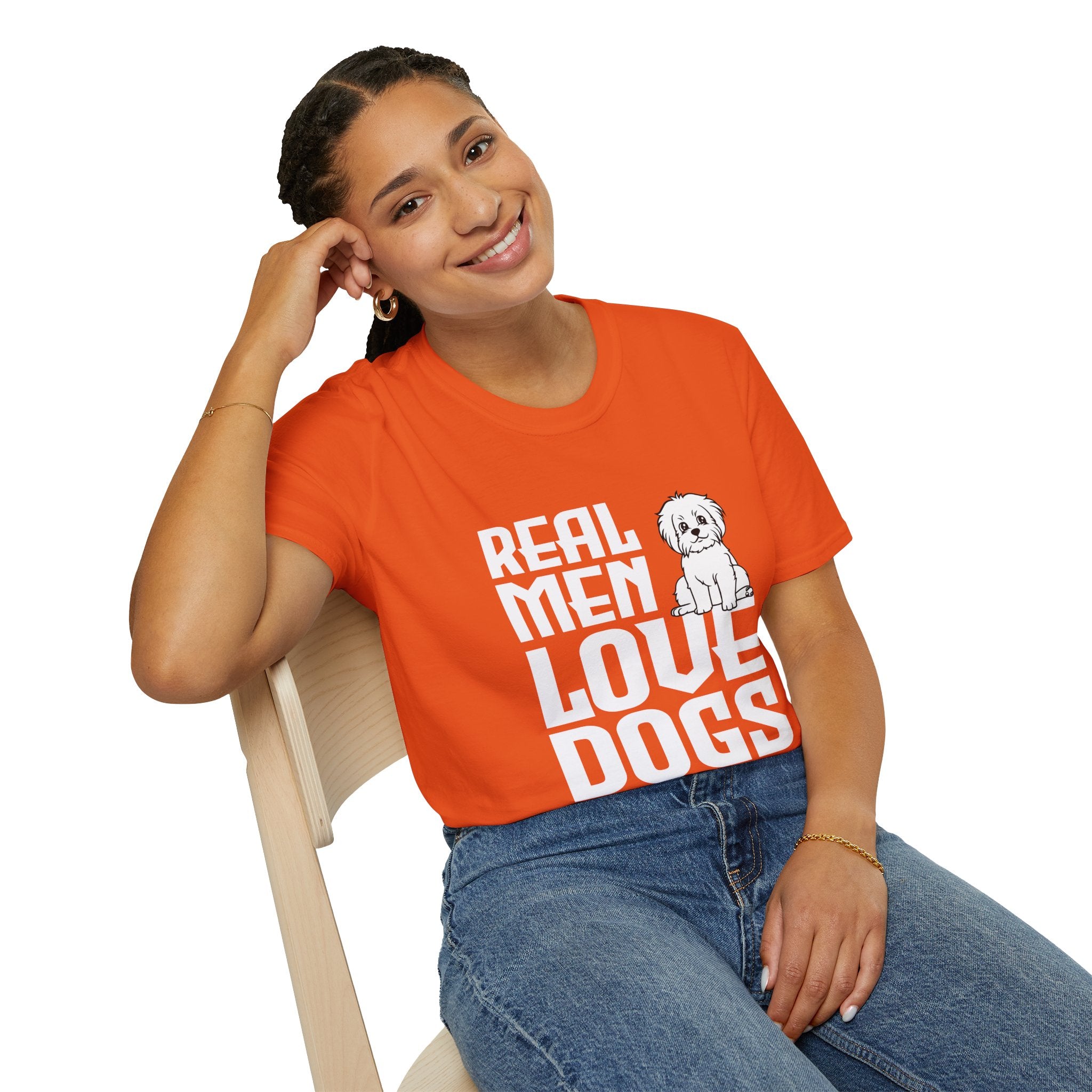 Unisex Dog Lover T-Shirt, Real Men Love Dogs Tee, Pet Owner Apparel, Gift for Dog Dads, Perfect for Birthdays