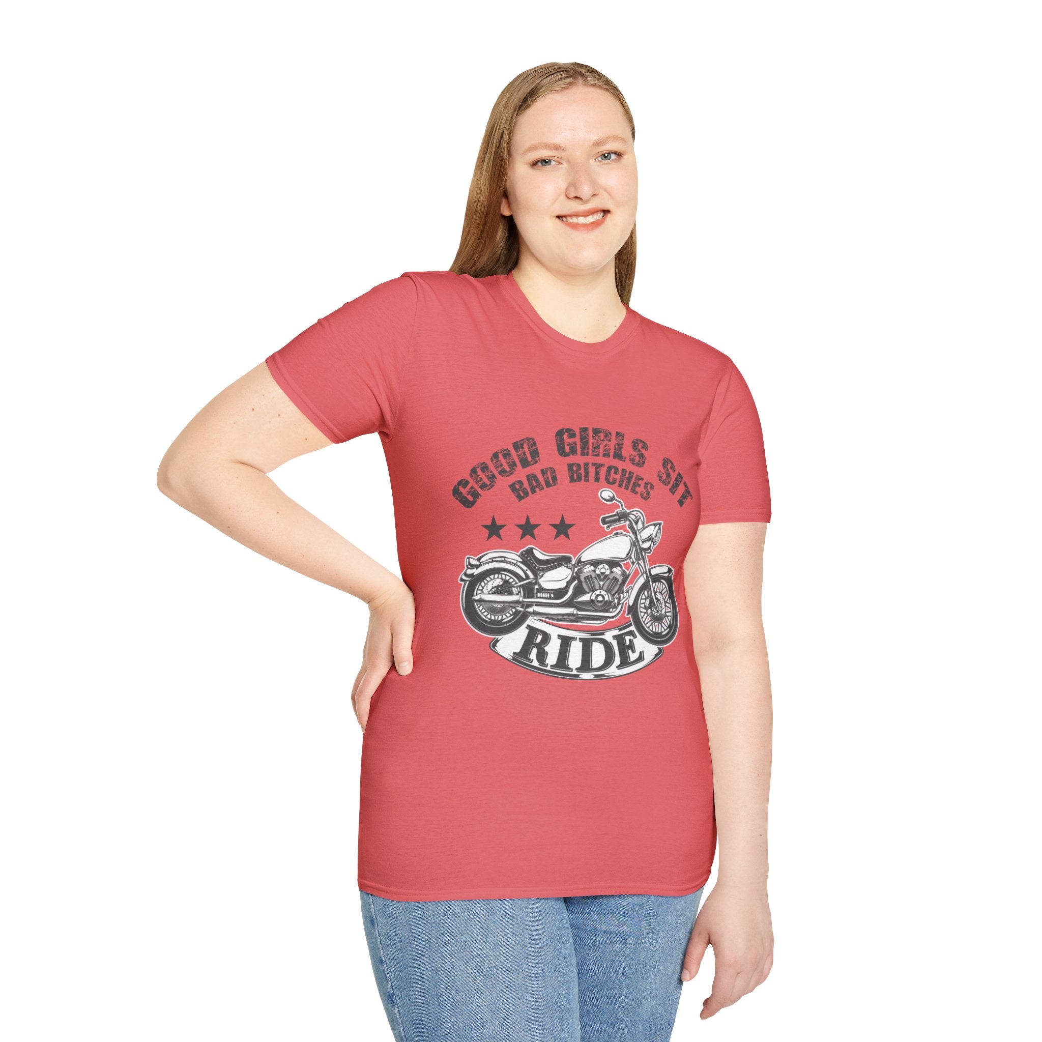 Good Girls Sit Bad Bitches Ride Unisex T-Shirt, Biker Tee, Gift for Motorcycle Lovers, Casual Wear, Birthday Gift