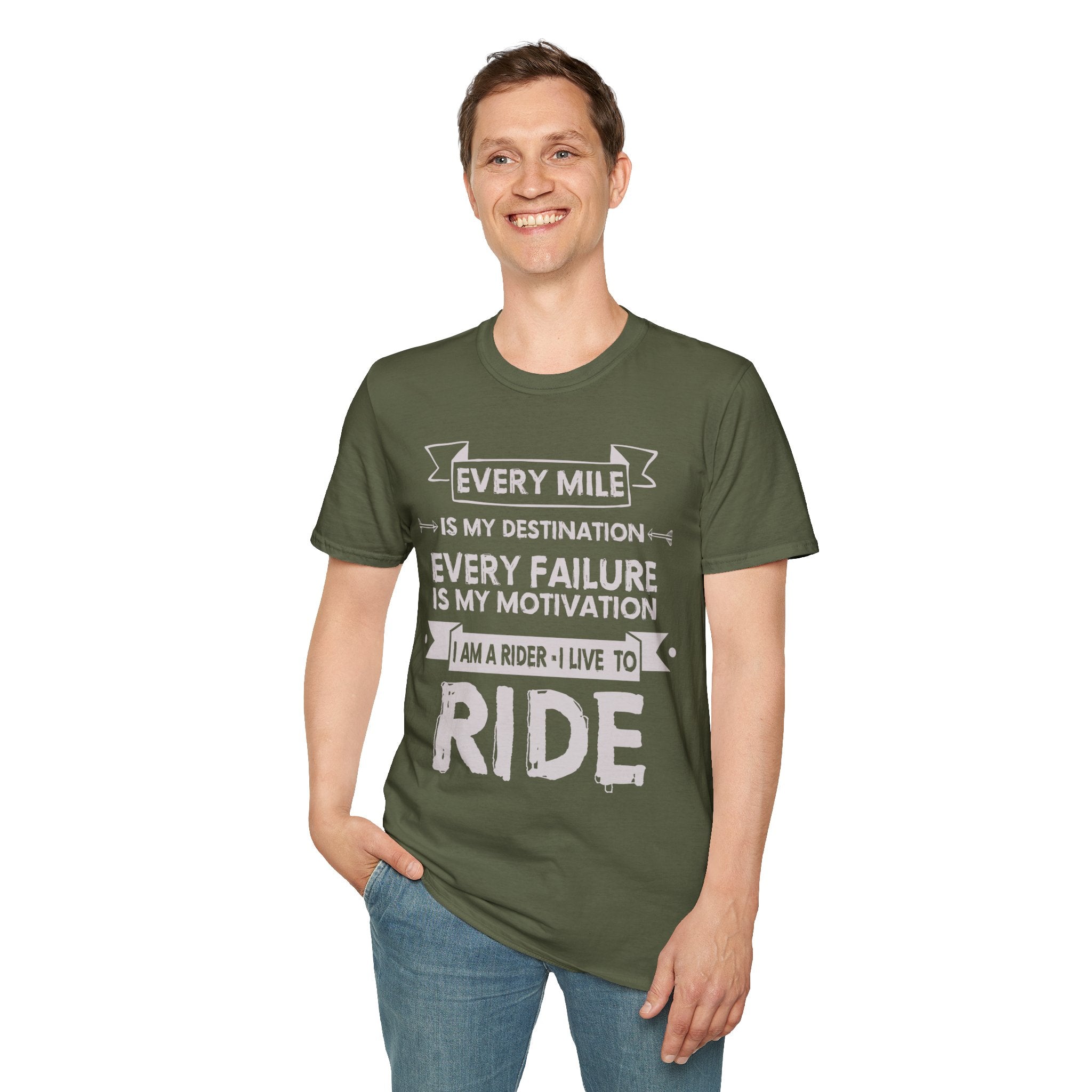 Inspirational Rider T-Shirt | Every Mile Is My Destination | Fitness Gift for Cyclists, Motivational Tee, Unisex Apparel