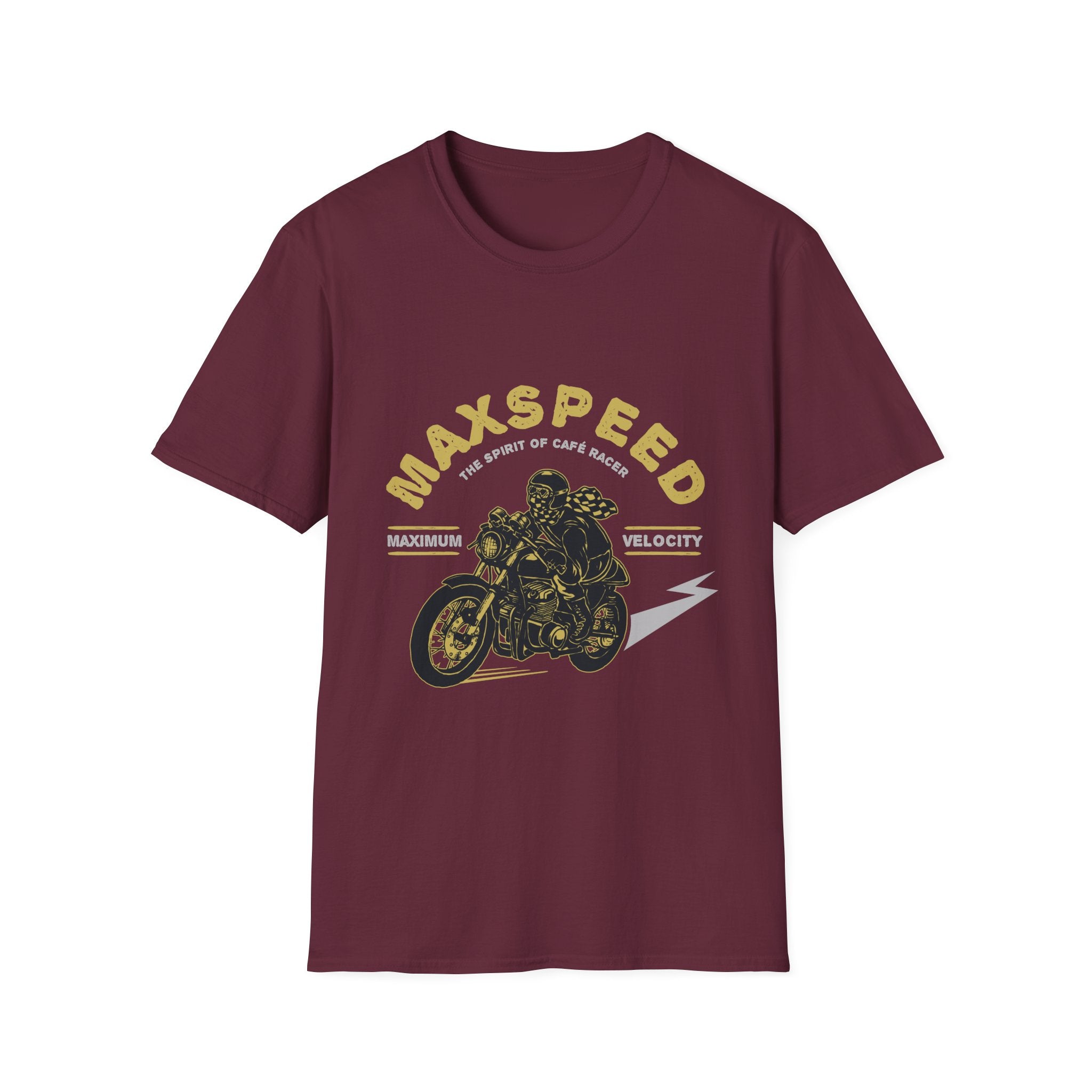 Maxspeed Motorcycle Unisex Softstyle T-Shirt, Biker Tee, Gift for Him, Casual Wear, Custom Graphic Shirt, Motorcycle Enthusiast Apparel