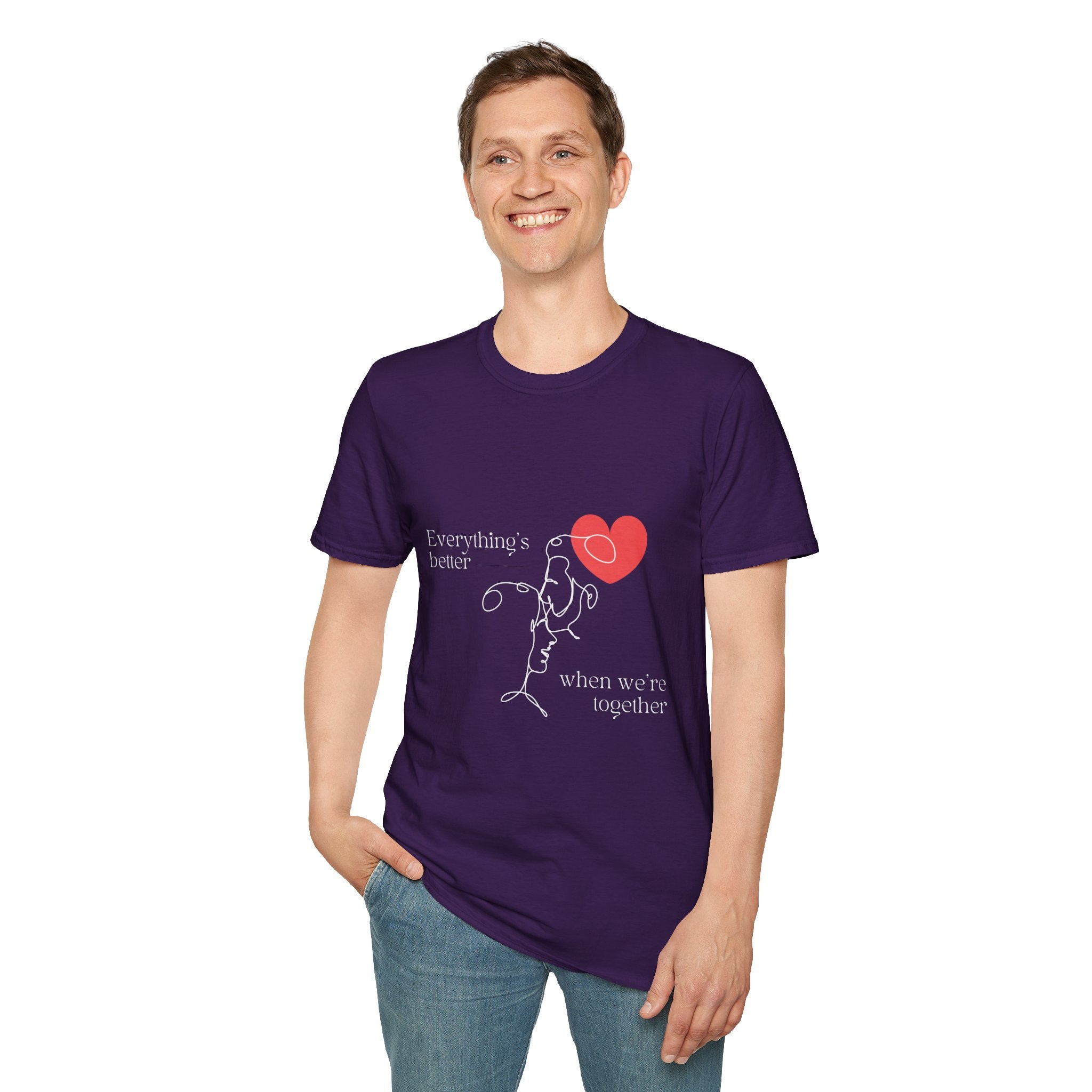 Cute Love Illustration T-Shirt, Funny Couple Shirt, Gift for Her, Romantic