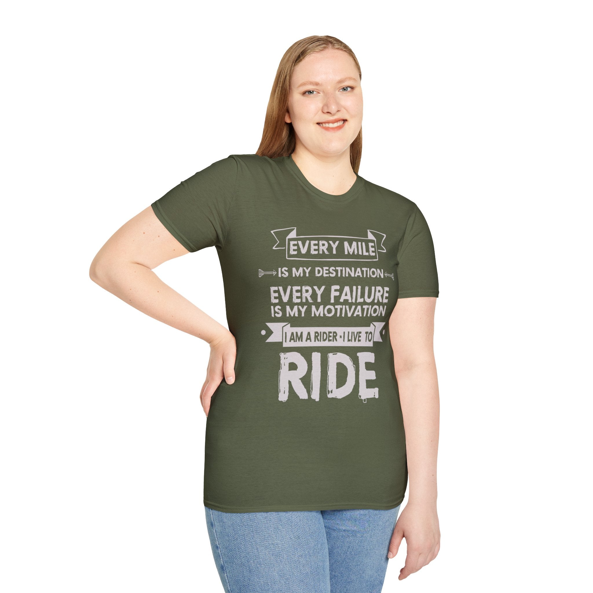 Inspirational Rider T-Shirt | Every Mile Is My Destination | Fitness Gift for Cyclists, Motivational Tee, Unisex Apparel