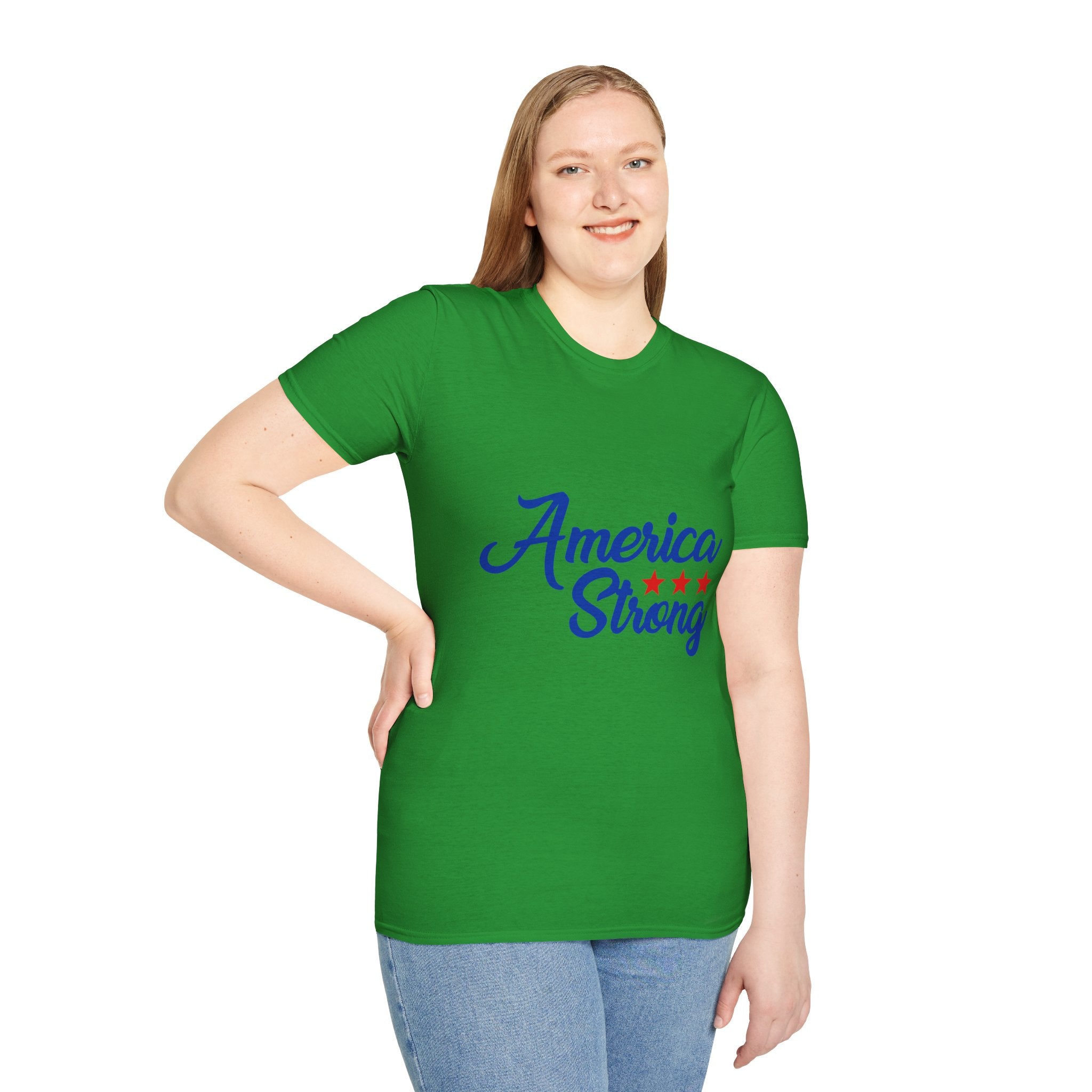 Unisex Softstyle T-Shirt - America Strong, Patriotic Tee, Casual Wear, Independence Day Outfit, Gift for Veterans, Summer Style