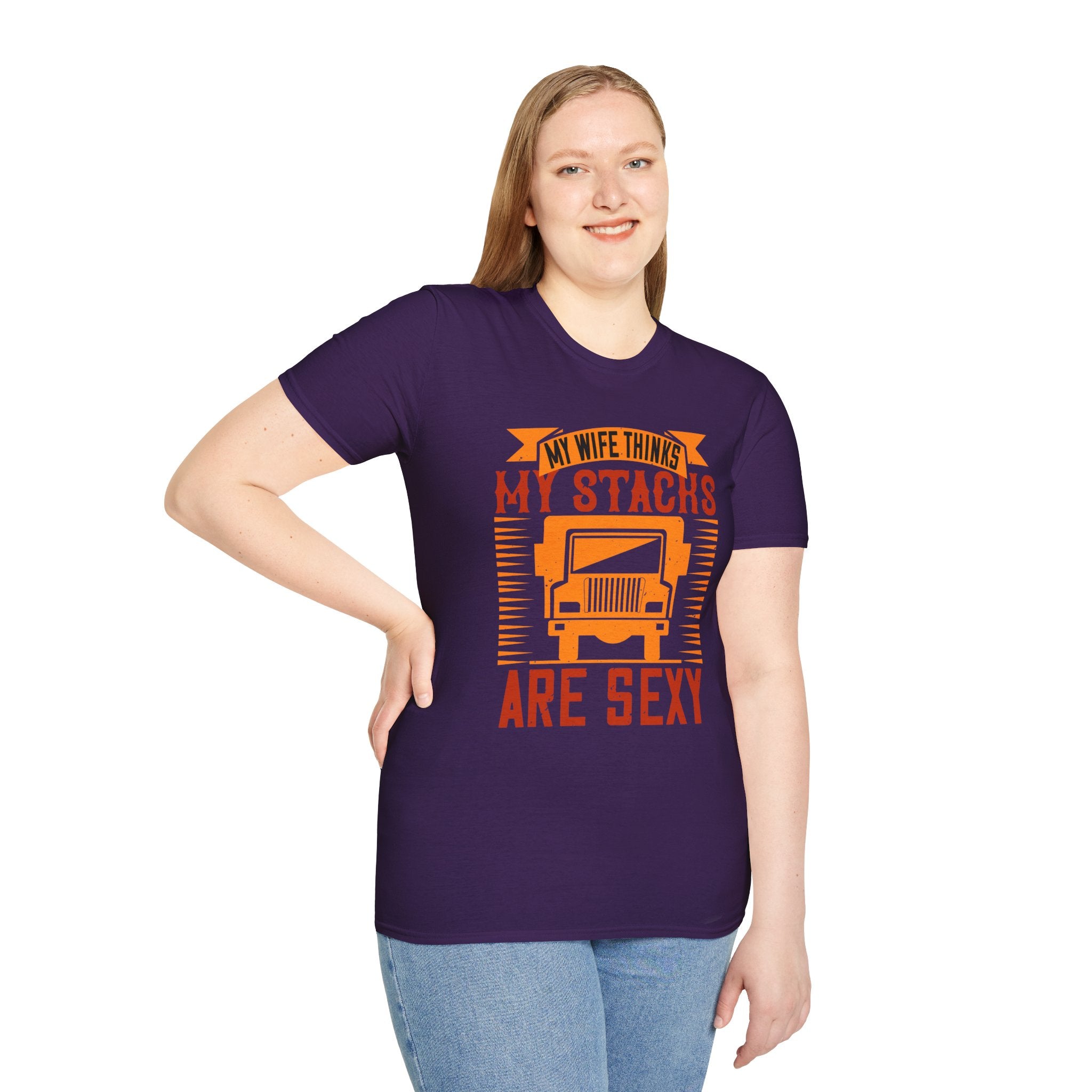 Funny Truck Driver T-Shirt, My Wife Thinks My Stacks Are Sexy Tee