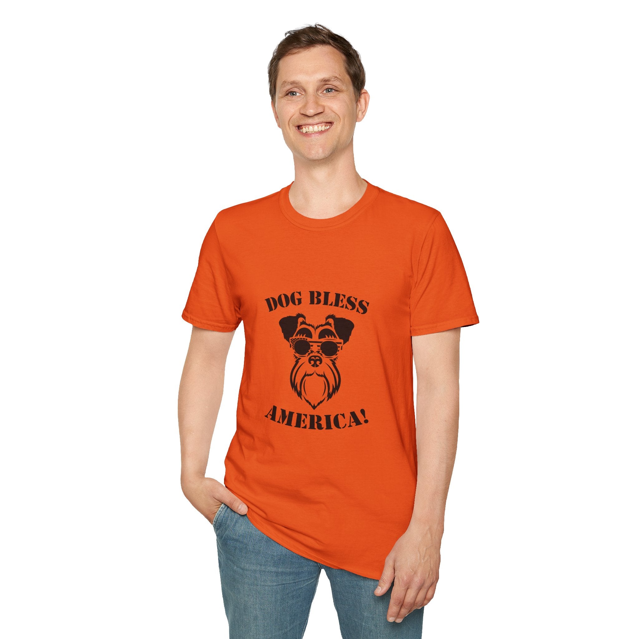 Dog Bless America T-Shirt, Unisex Tee, Dog Lover Gift, Independence Day Apparel, Pet Enthusiast Shirt, Cute Animal T-Shirt