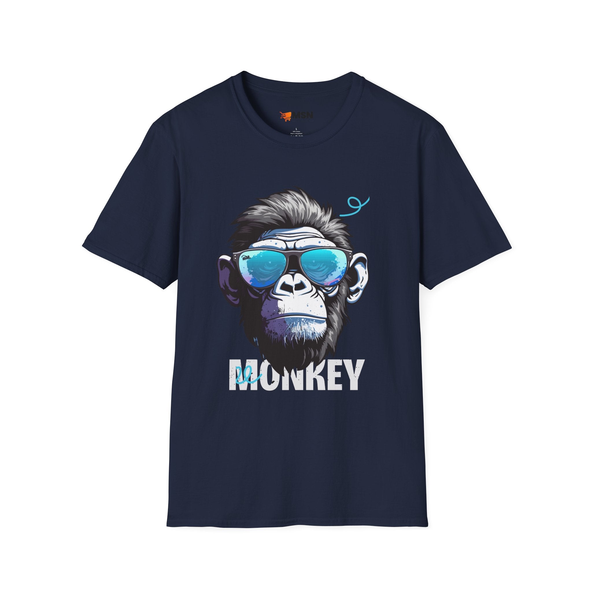 Cool Monkey Graphic Tee, Fun Unisex Softstyle T-Shirt, Animal Lover Gift