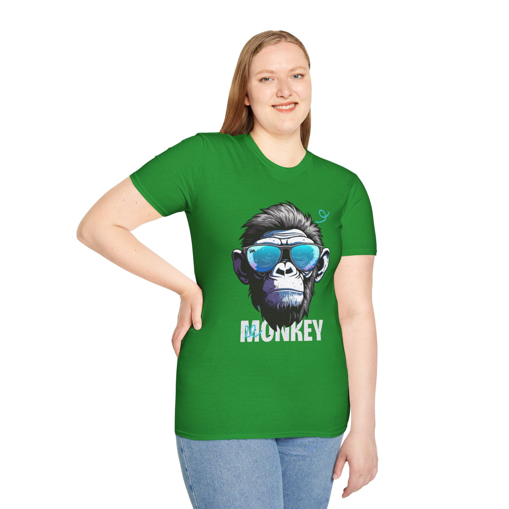 Cool Monkey Graphic Tee, Fun Unisex Softstyle T-Shirt, Animal Lover Gift