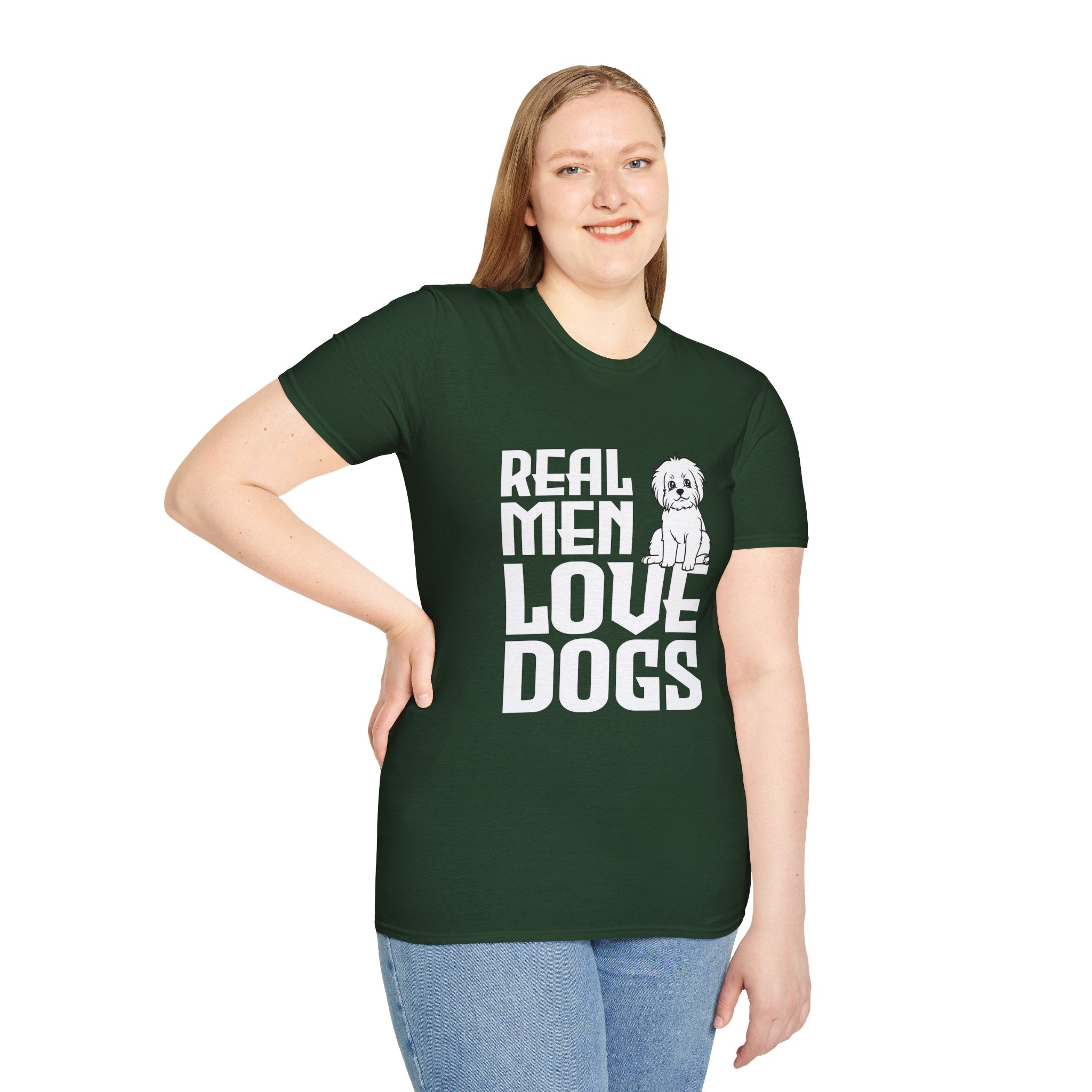 Unisex Dog Lover T-Shirt, Real Men Love Dogs Tee, Pet Owner Apparel, Gift for Dog Dads, Perfect for Birthdays