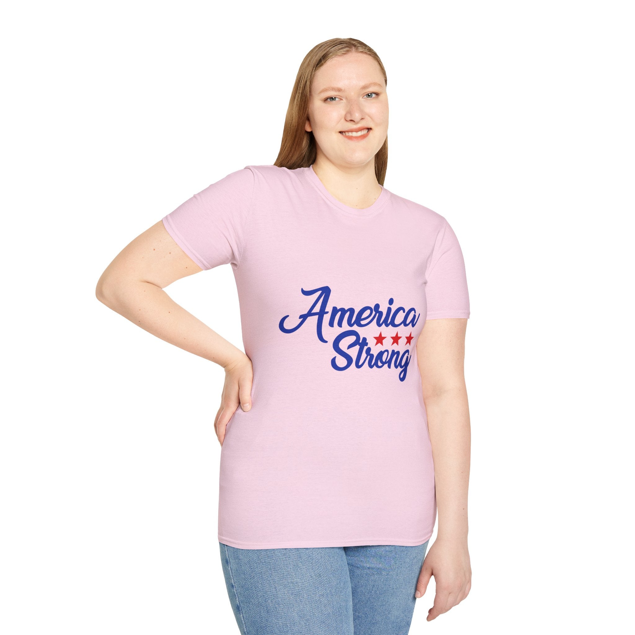 Unisex Softstyle T-Shirt - America Strong, Patriotic Tee, Casual Wear, Independence Day Outfit, Gift for Veterans, Summer Style