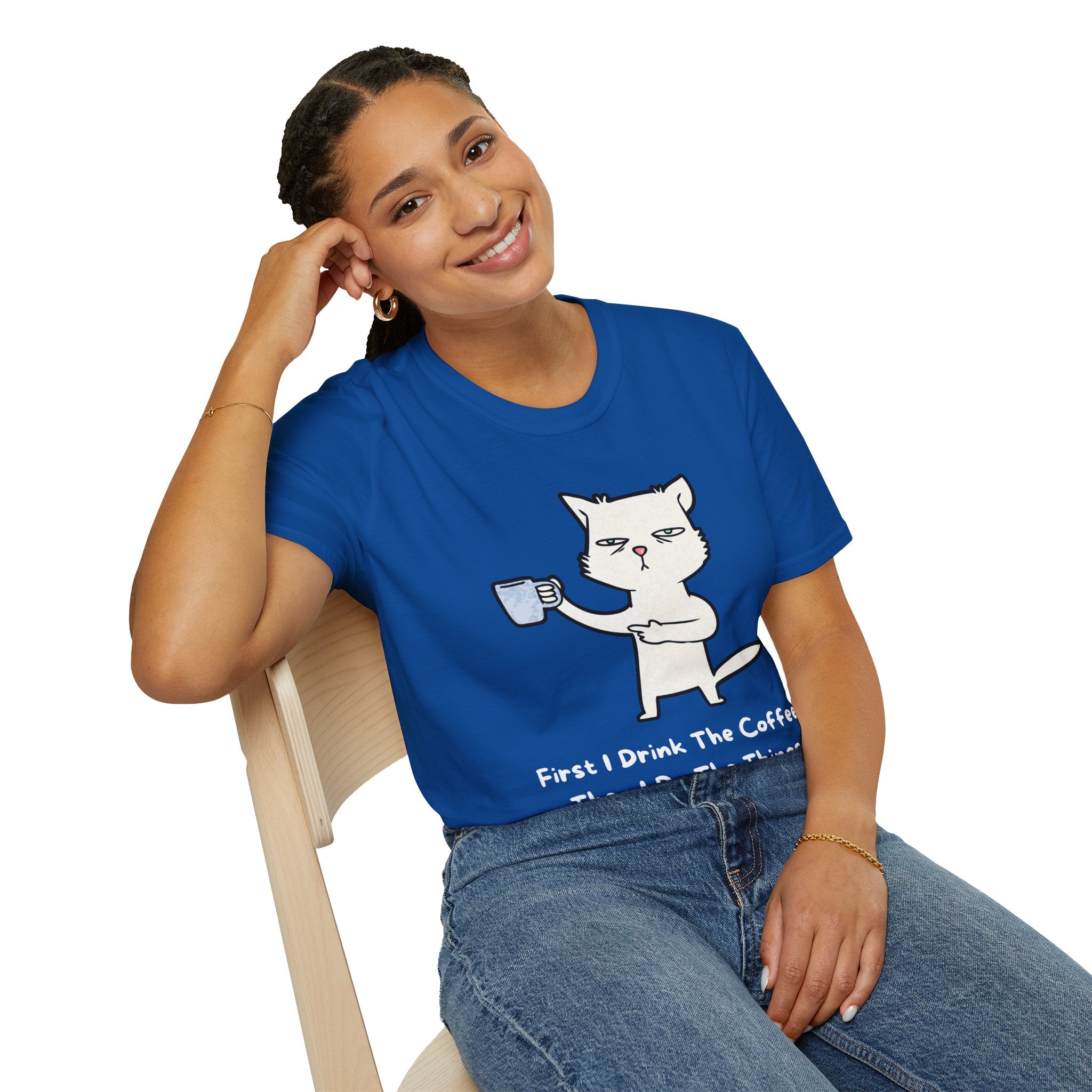 Coffee Cat Unisex T-Shirt, Funny Cat Tee