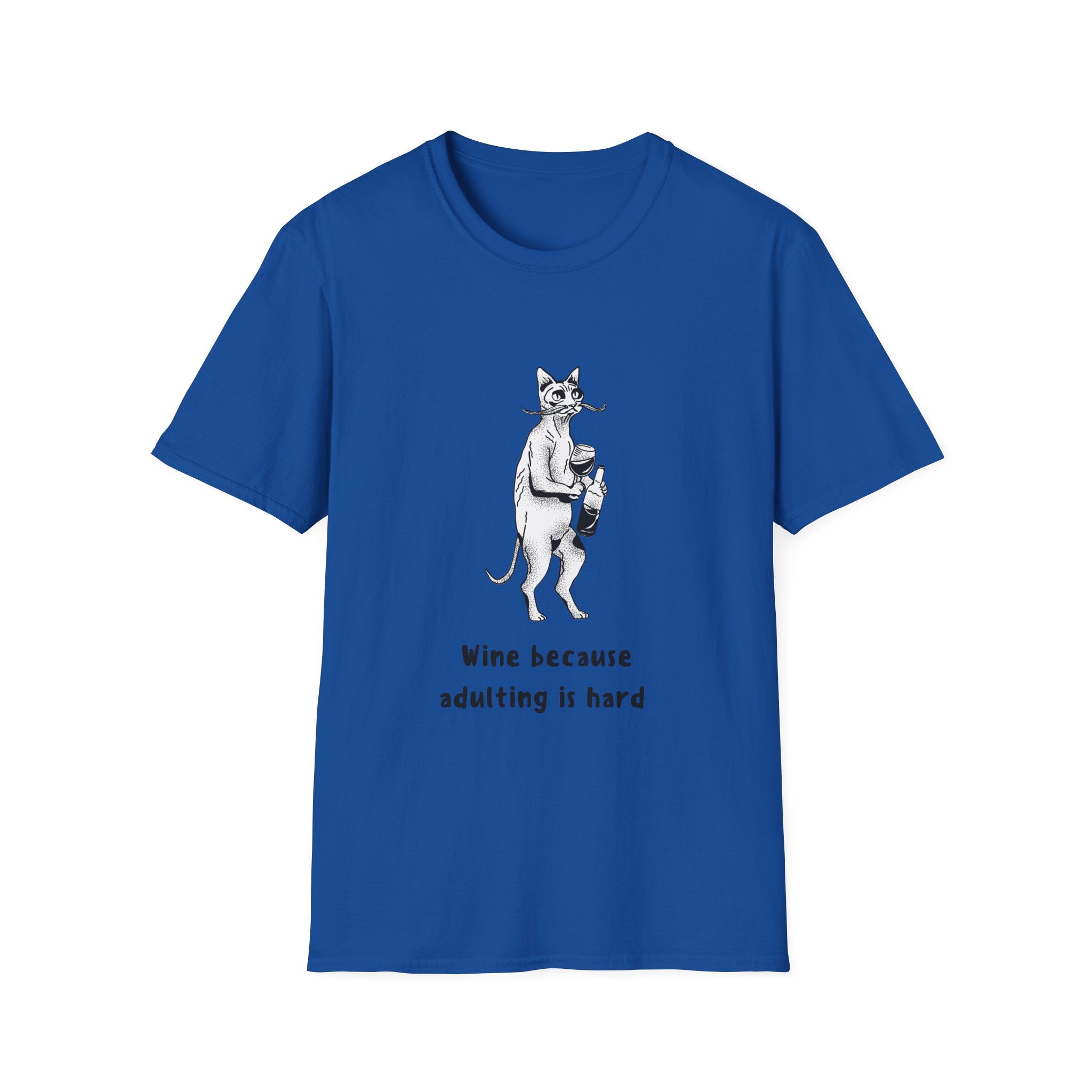 Funny Cat Adulting Quote Unisex T-Shirt, Wine Lovers Gift