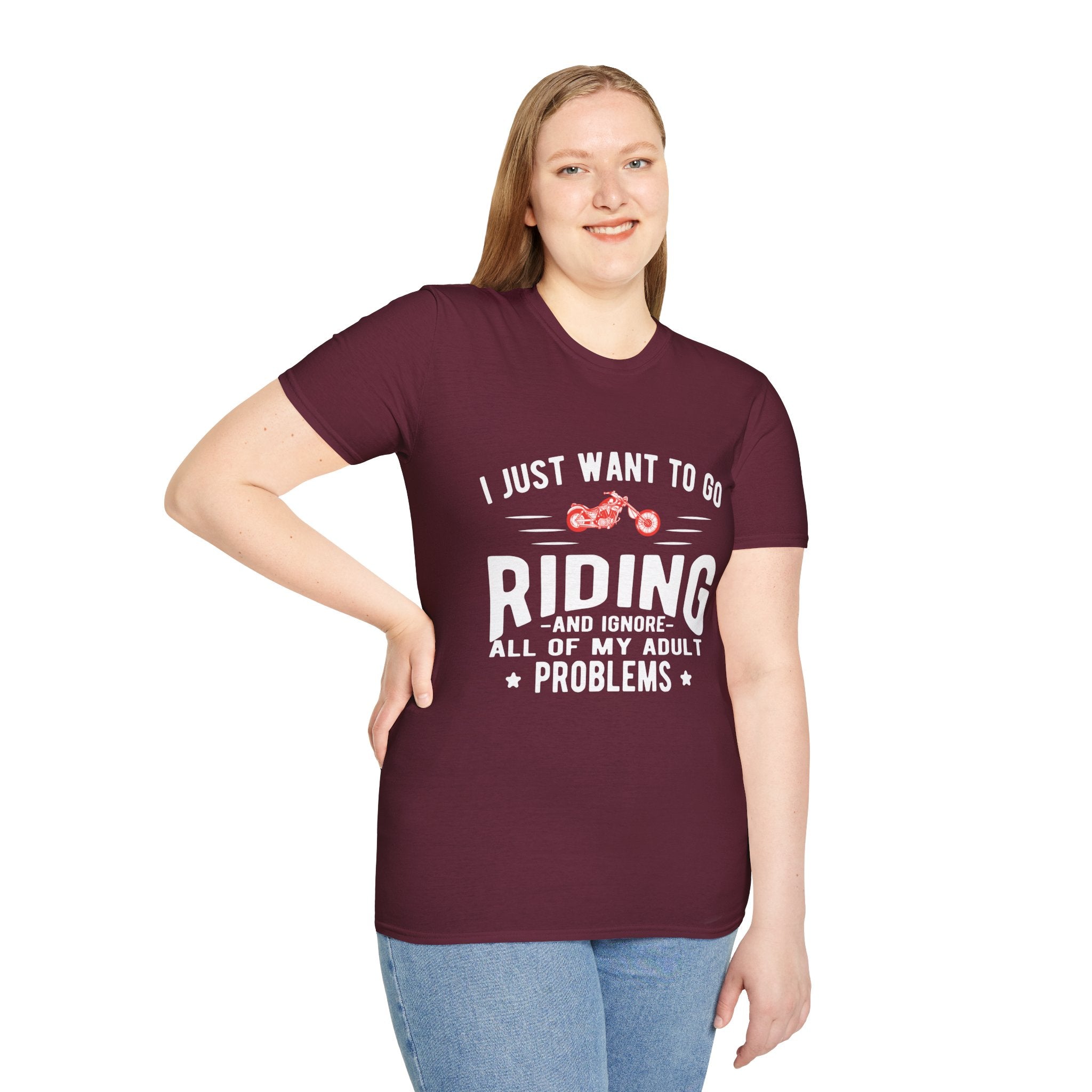 Funny Riding T-Shirt for Adults, Unisex Graphic Tee, Casual Wear, Gift for Riders, Adulting Humor Shirt