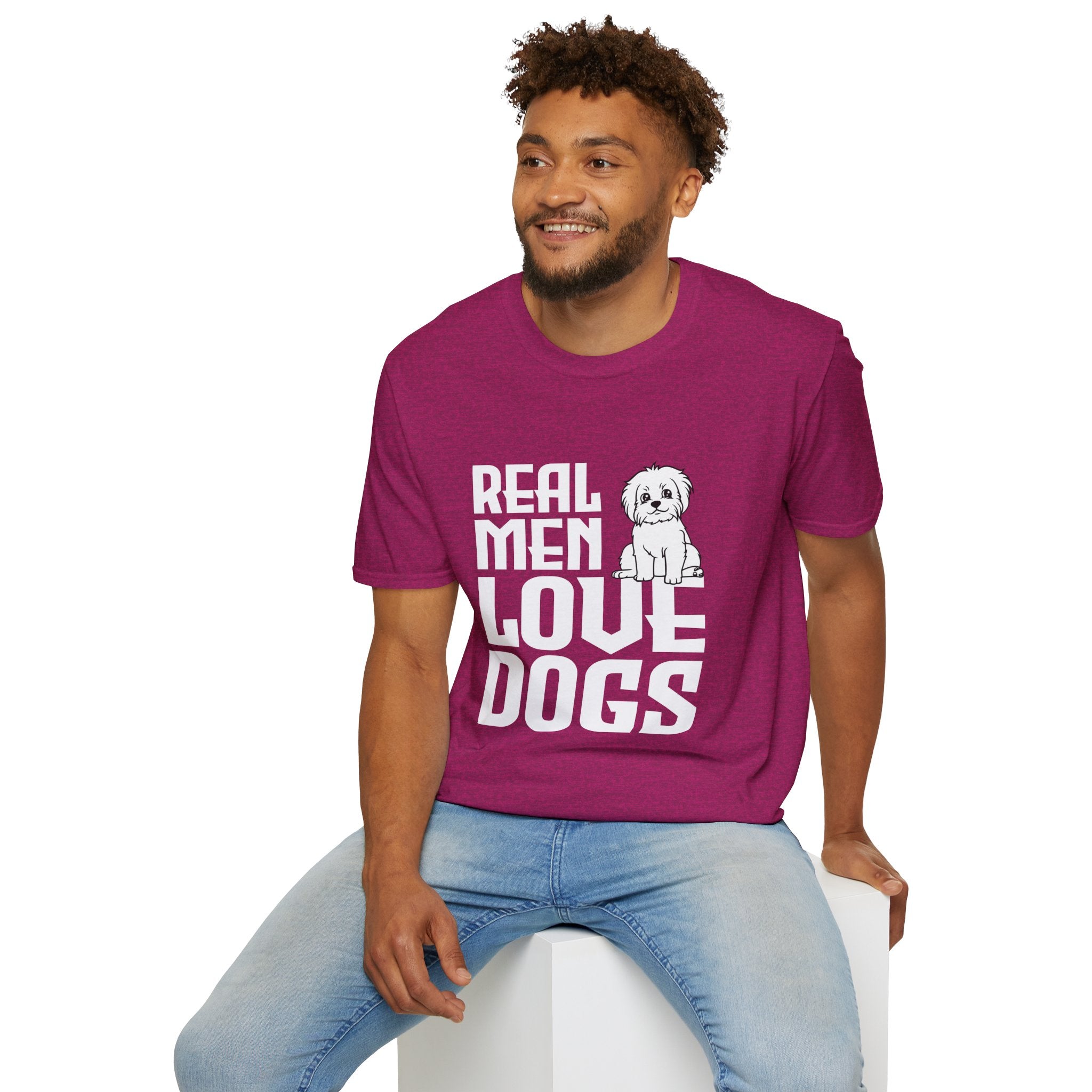Unisex Dog Lover T-Shirt, Real Men Love Dogs Tee, Pet Owner Apparel, Gift for Dog Dads, Perfect for Birthdays
