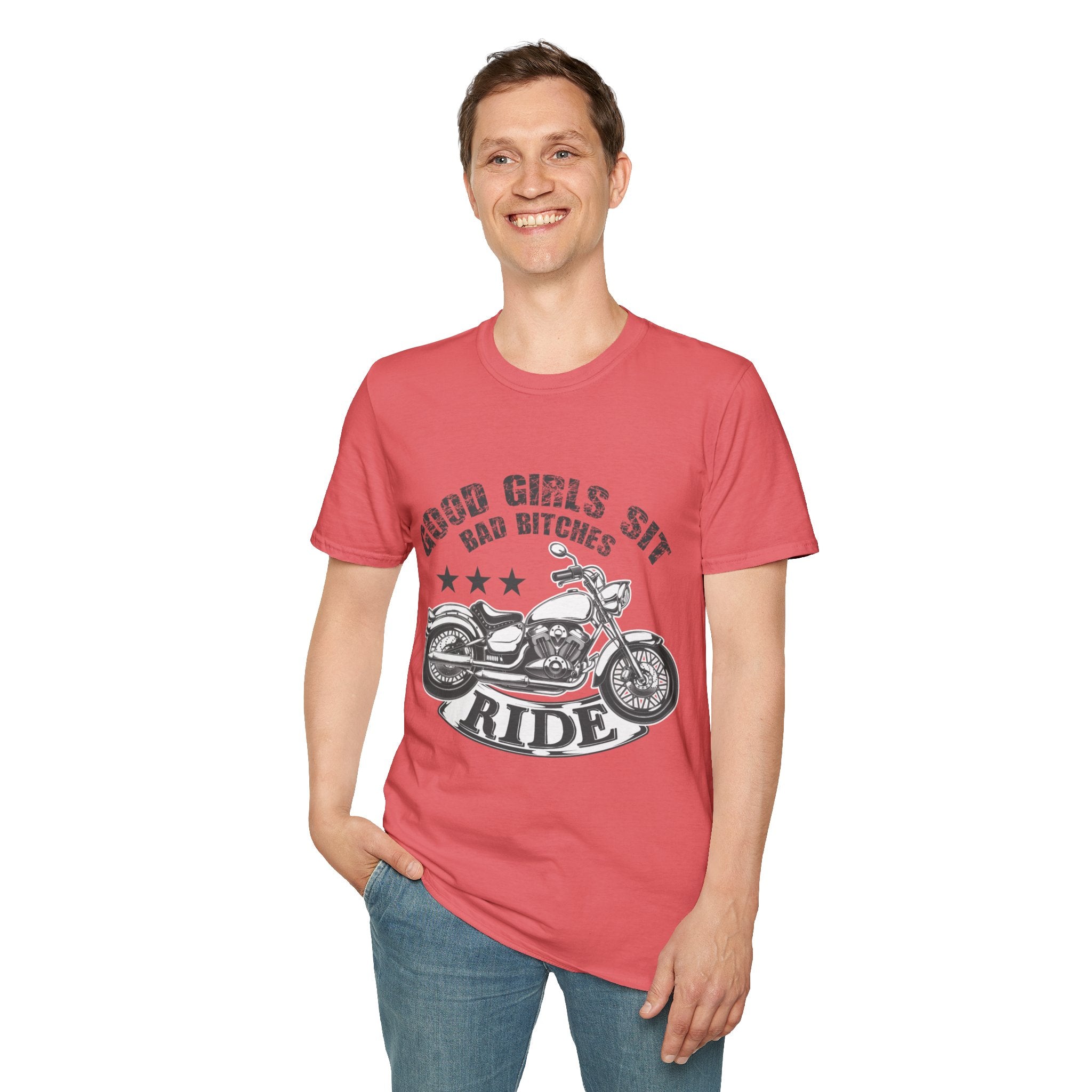 Good Girls Sit Bad Bitches Ride Unisex T-Shirt, Biker Tee, Gift for Motorcycle Lovers, Casual Wear, Birthday Gift