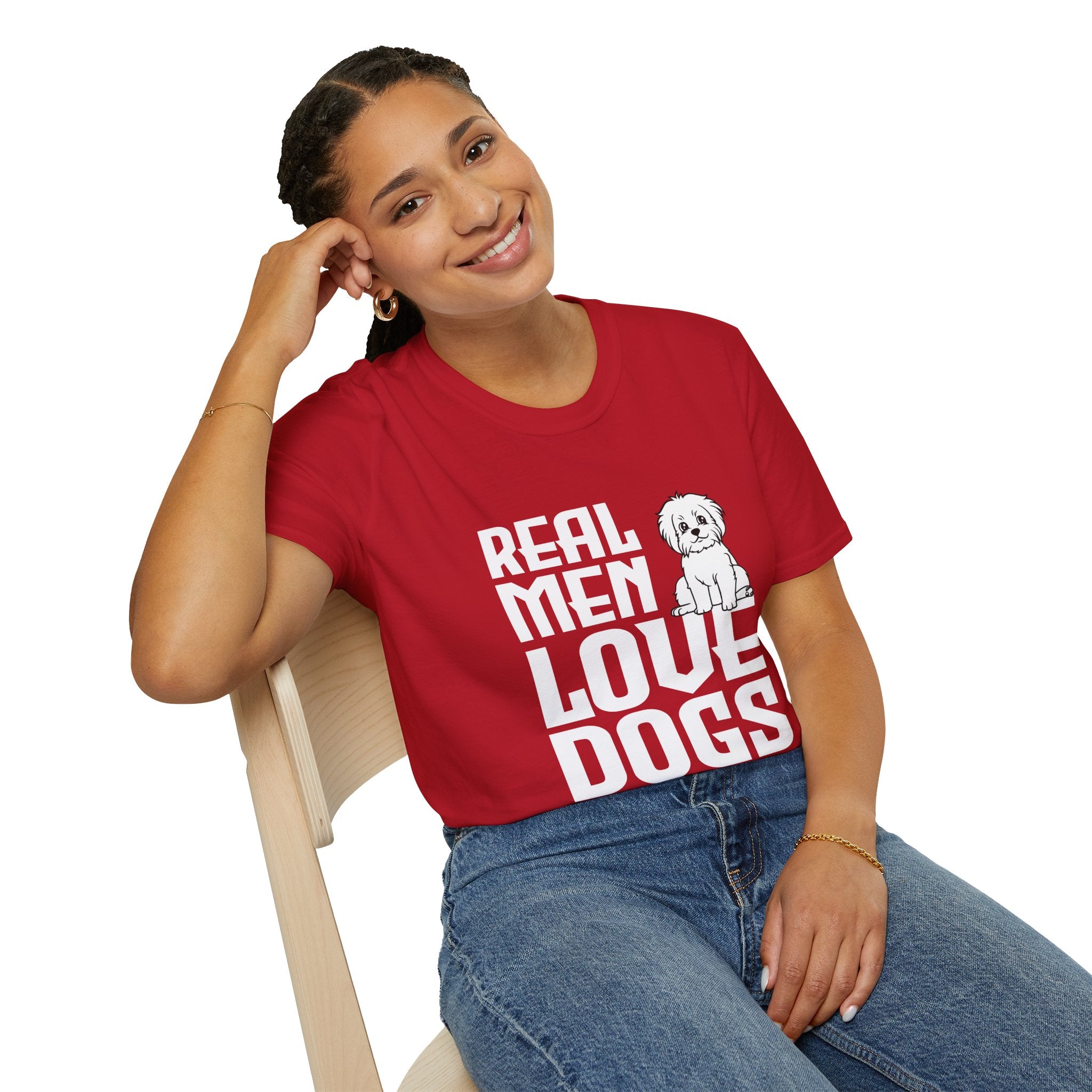 Unisex Dog Lover T-Shirt, Real Men Love Dogs Tee, Pet Owner Apparel, Gift for Dog Dads, Perfect for Birthdays