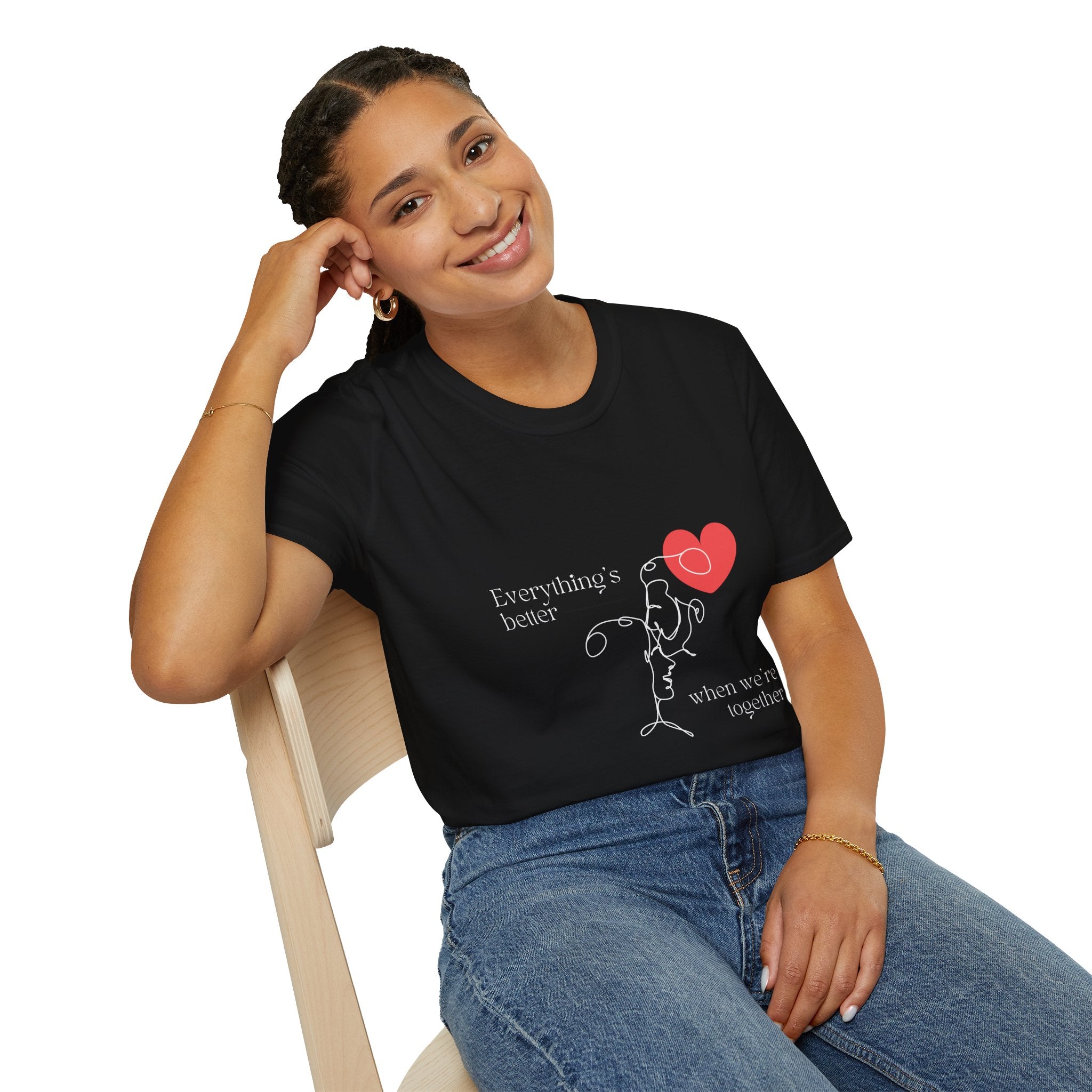 Cute Love Illustration T-Shirt, Funny Couple Shirt, Gift for Her, Romantic