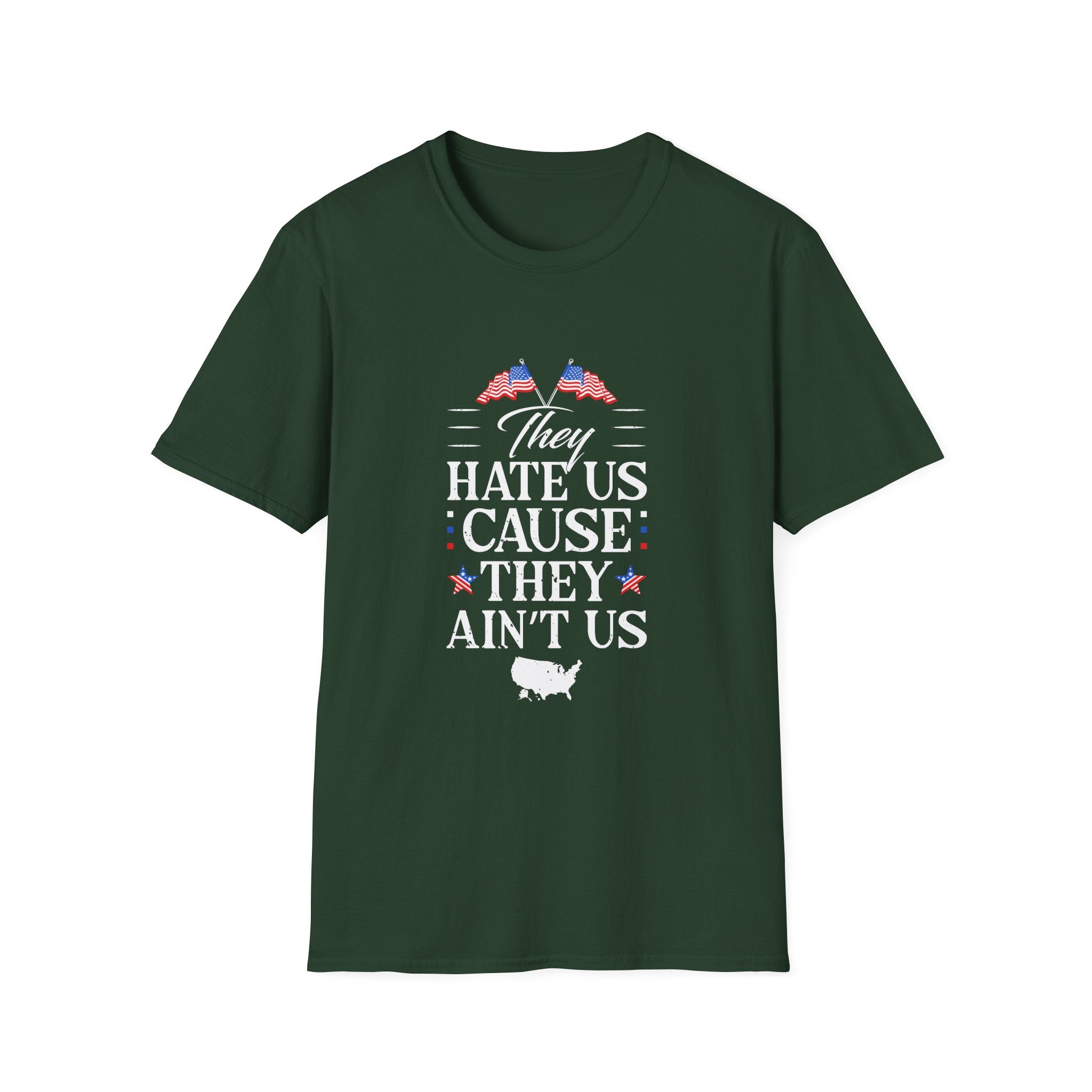 Unisex Softstyle Tee - They Hate Us Cause They Ain't Us, Casual Wear, Gift for Friends, Trendy Graphic Shirt, Comfortable Everyday [...]