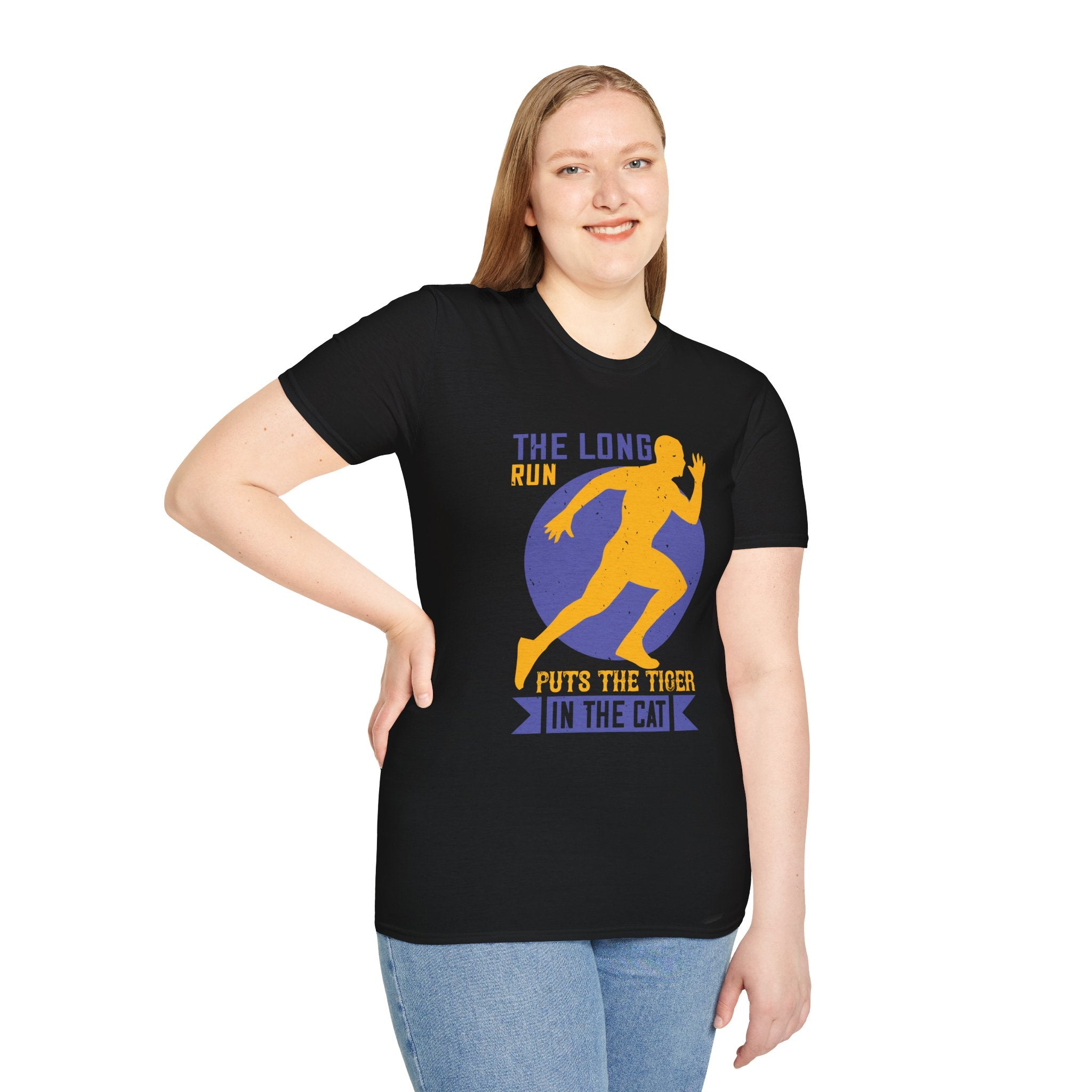 Run Tiger Unisex Softstyle T-Shirt, Motivational Tee, Fitness Apparel