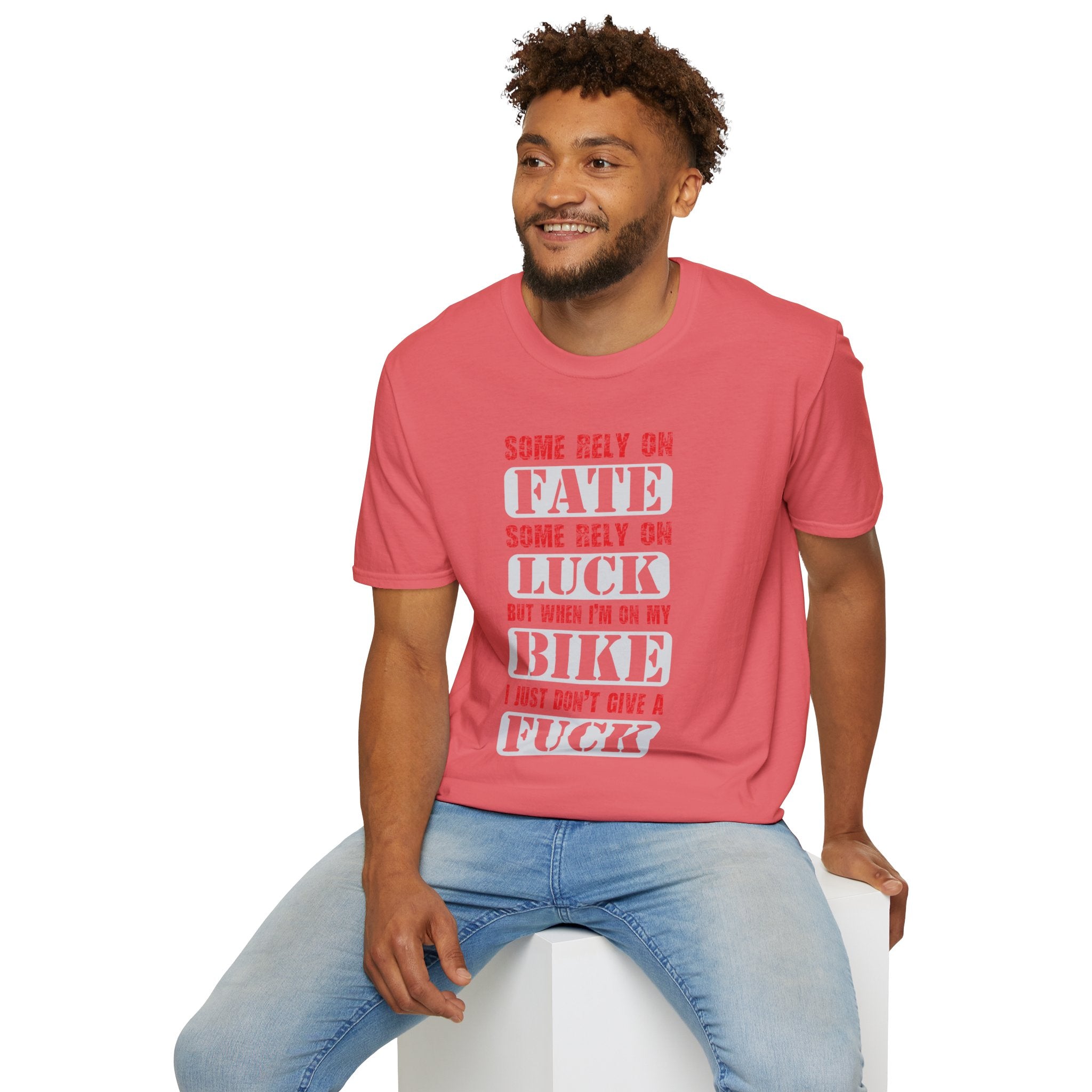 Rebellious Unisex T-Shirt - Fate, Luck, Bike, Adventure Shirt, Perfect for Bikers, Casual Wear, Gifts for Friends, Unique Graphic Tee