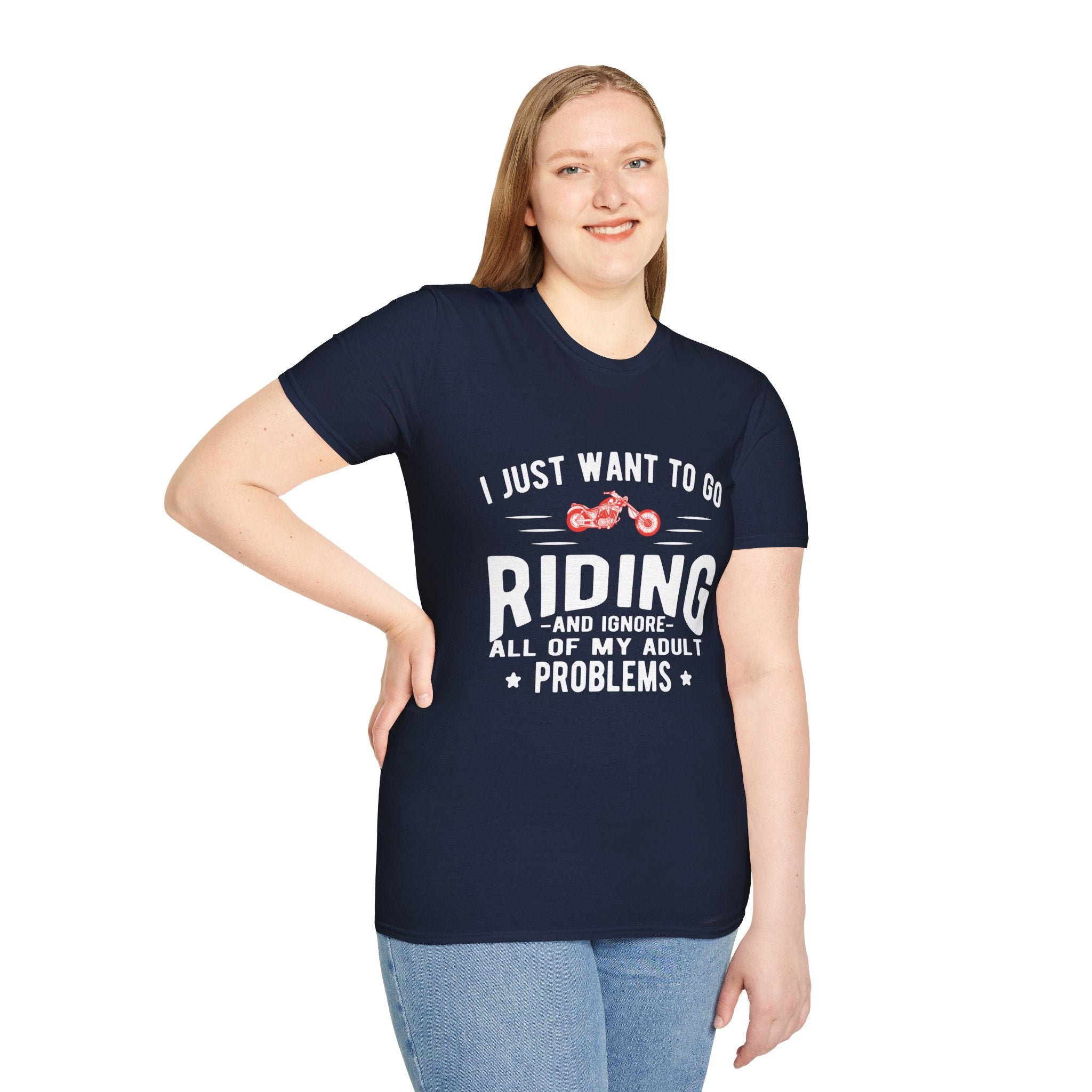 Funny Riding T-Shirt for Adults, Unisex Graphic Tee, Casual Wear, Gift for Riders, Adulting Humor Shirt