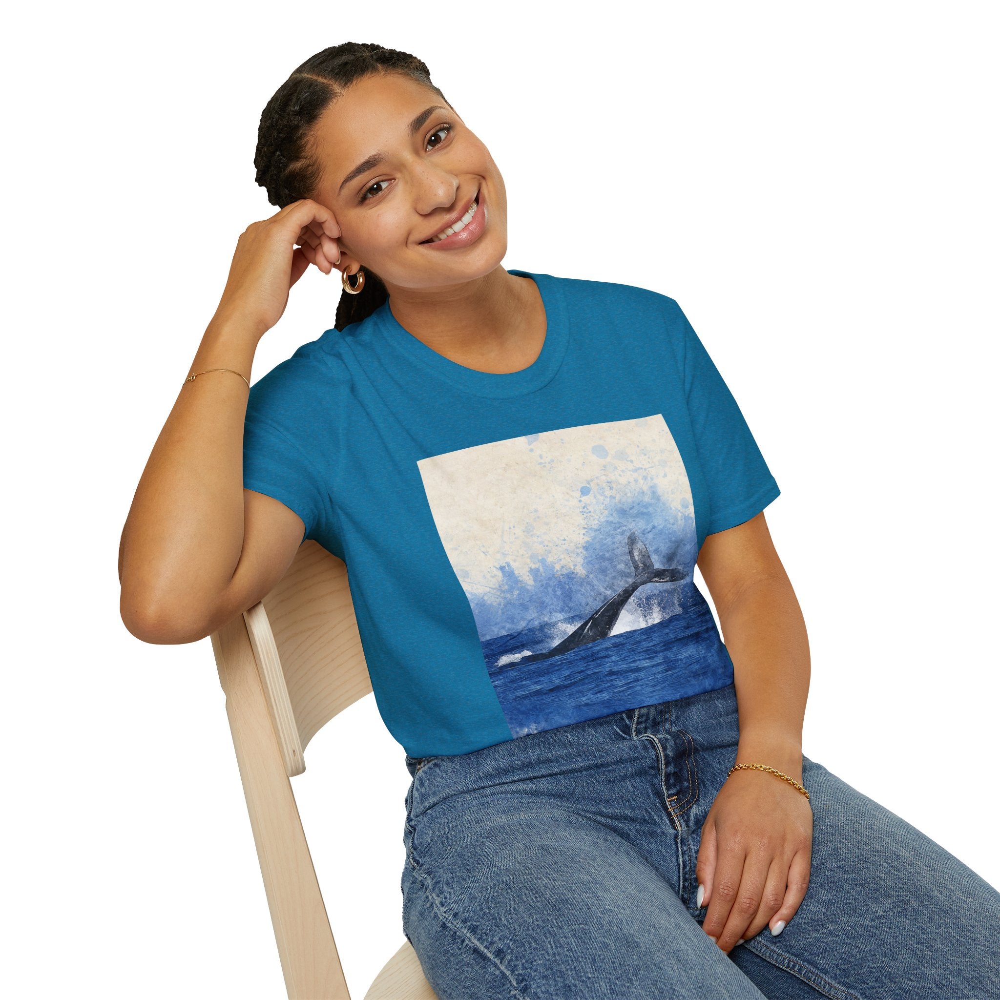 Whale Watching Unisex Softstyle T-Shirt, Ocean Lover Gift, Nature Tee