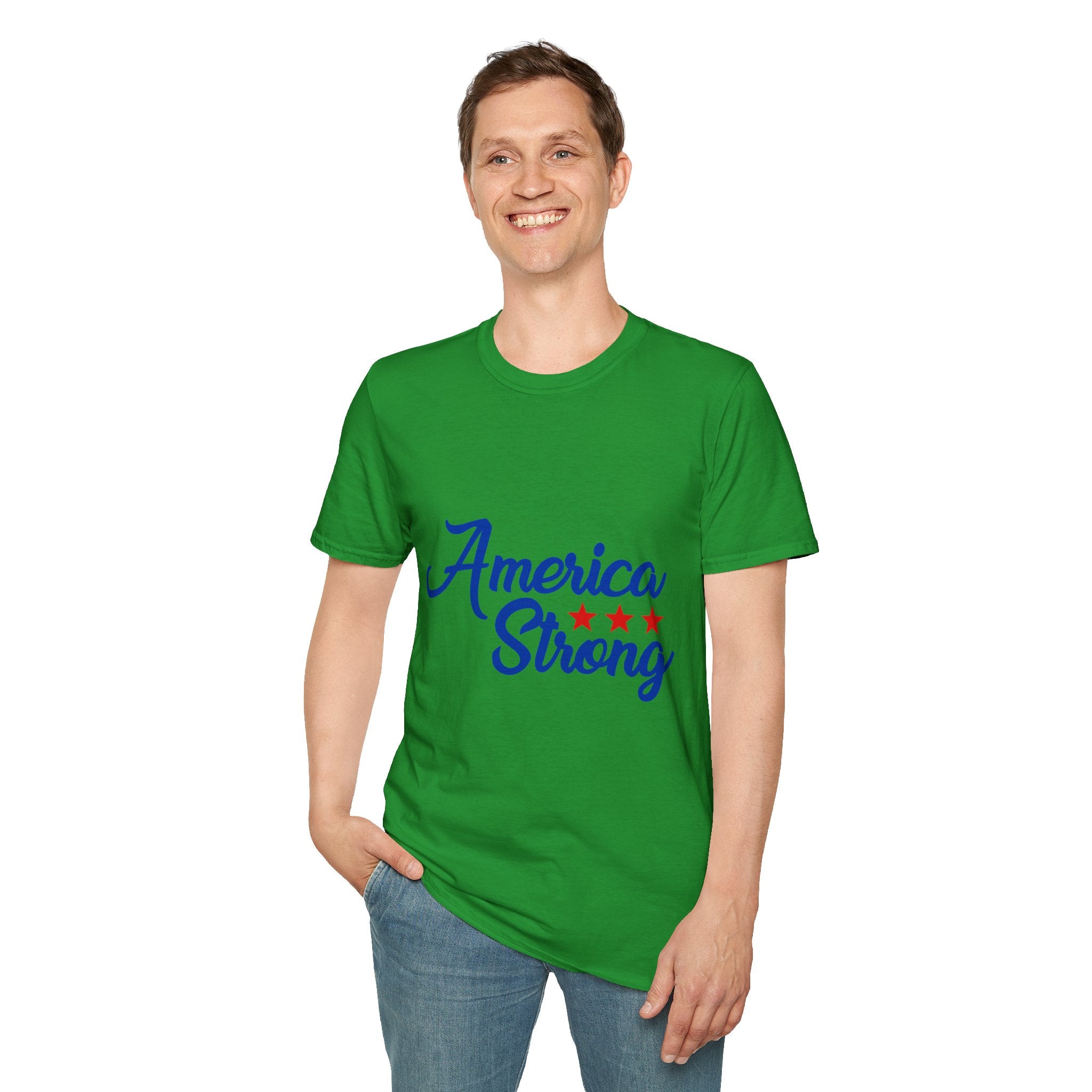 Unisex Softstyle T-Shirt - America Strong, Patriotic Tee, Casual Wear, Independence Day Outfit, Gift for Veterans, Summer Style