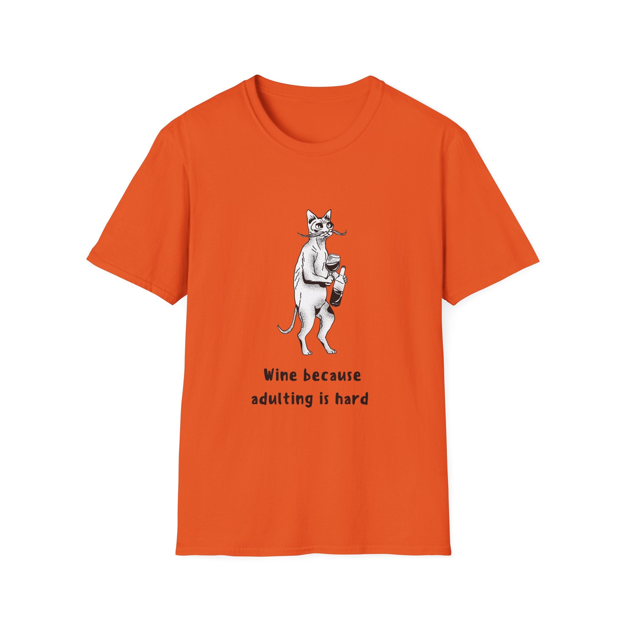 Funny Cat Adulting Quote Unisex T-Shirt, Wine Lovers Gift
