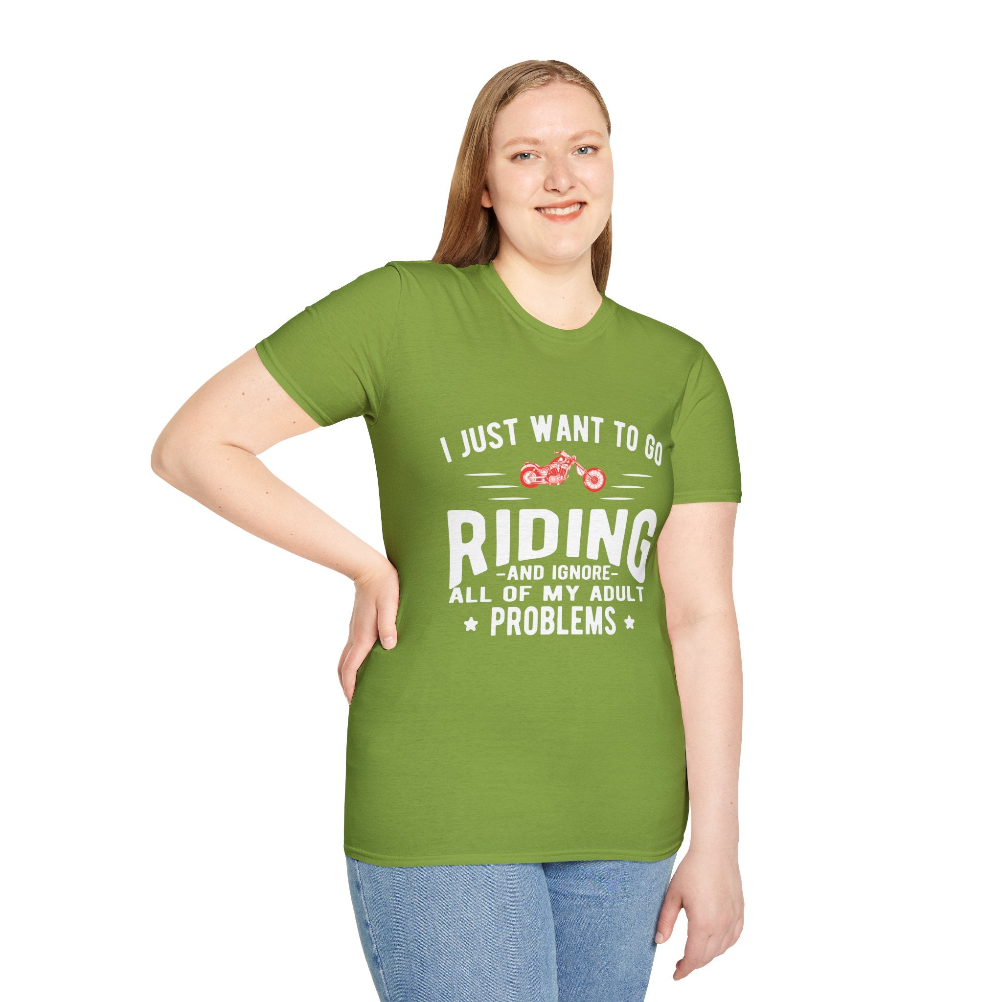 Funny Riding T-Shirt for Adults, Unisex Graphic Tee, Casual Wear, Gift for Riders, Adulting Humor Shirt