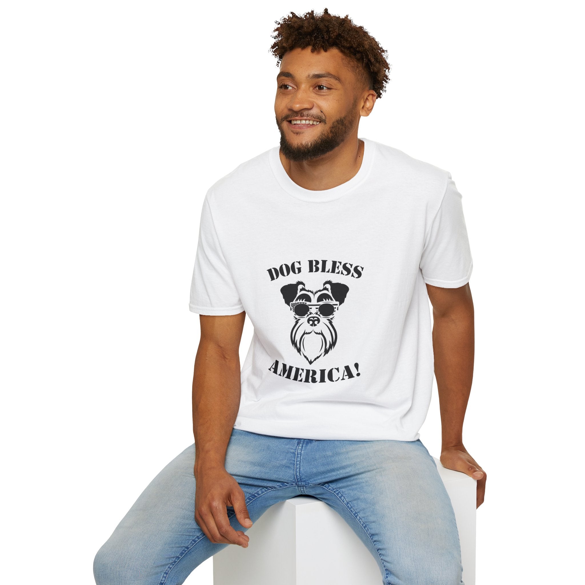Dog Bless America T-Shirt, Unisex Tee, Dog Lover Gift, Independence Day Apparel, Pet Enthusiast Shirt, Cute Animal T-Shirt