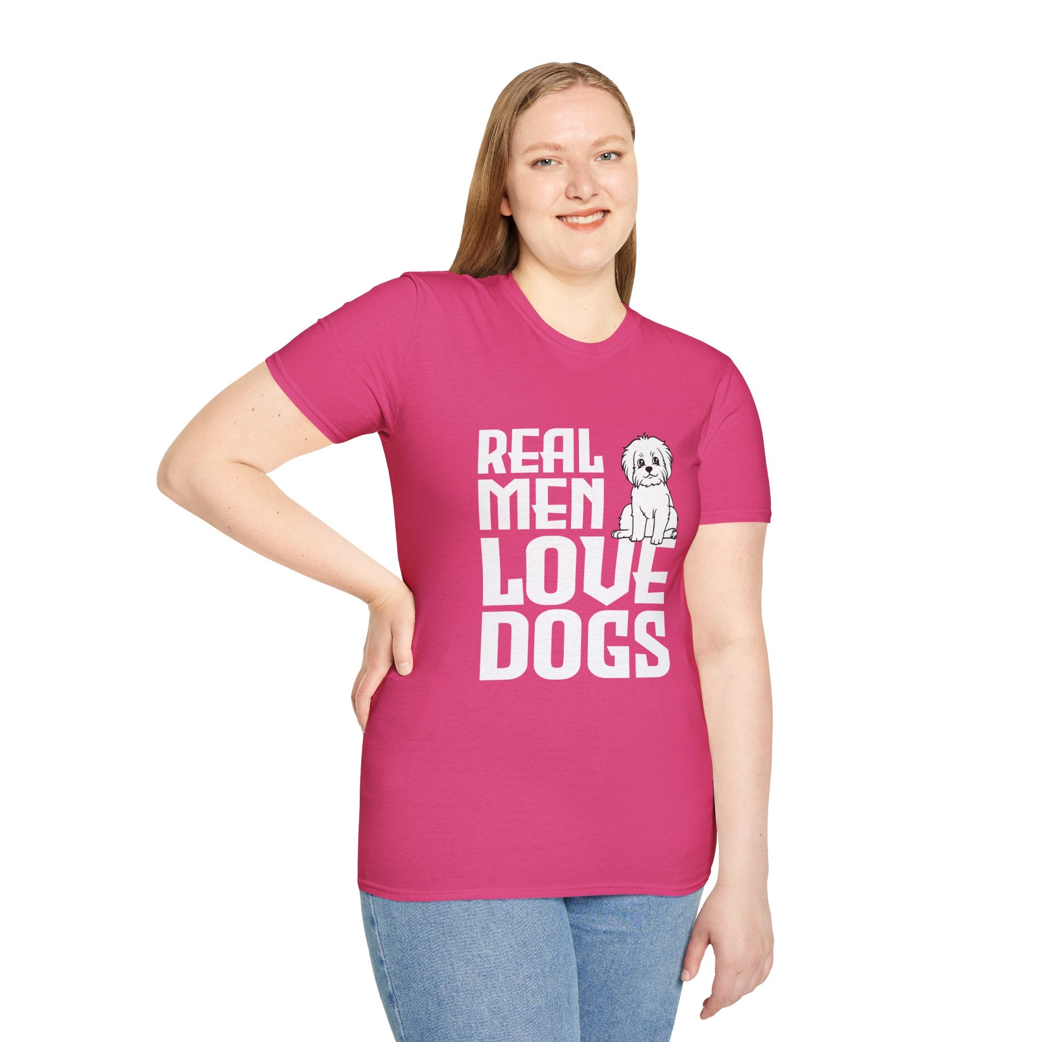 Unisex Dog Lover T-Shirt, Real Men Love Dogs Tee, Pet Owner Apparel, Gift for Dog Dads, Perfect for Birthdays