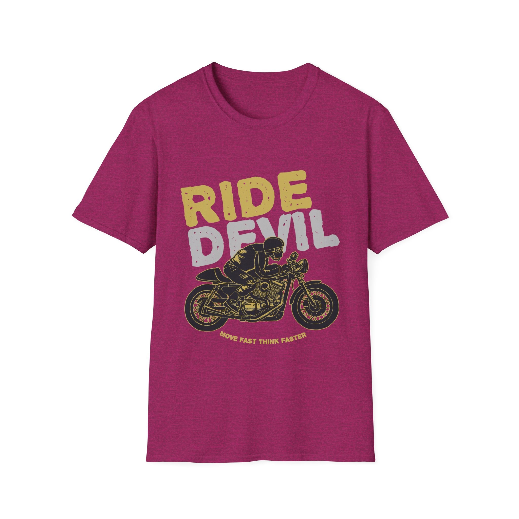 Unisex Softstyle T-Shirt with 'Ride Devil' Graphic - Perfect for Bikers, Gift for Motorcycle Lovers, Casual Wear, Event Merchandise, [...]