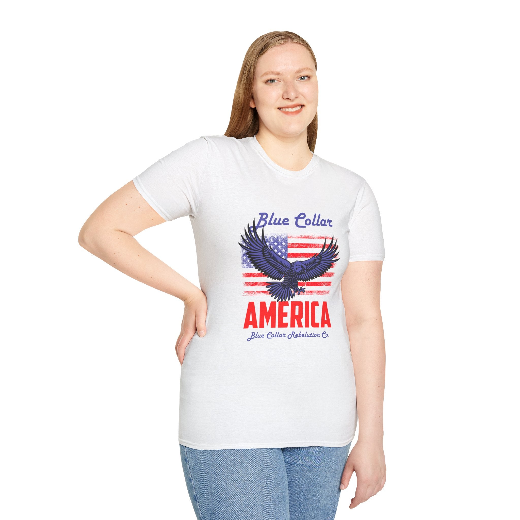 Patriotic Eagle T-Shirt, Blue Collar Pride Shirt, USA Independence Day Tee, Vintage American Apparel, Unisex Graphic Tee