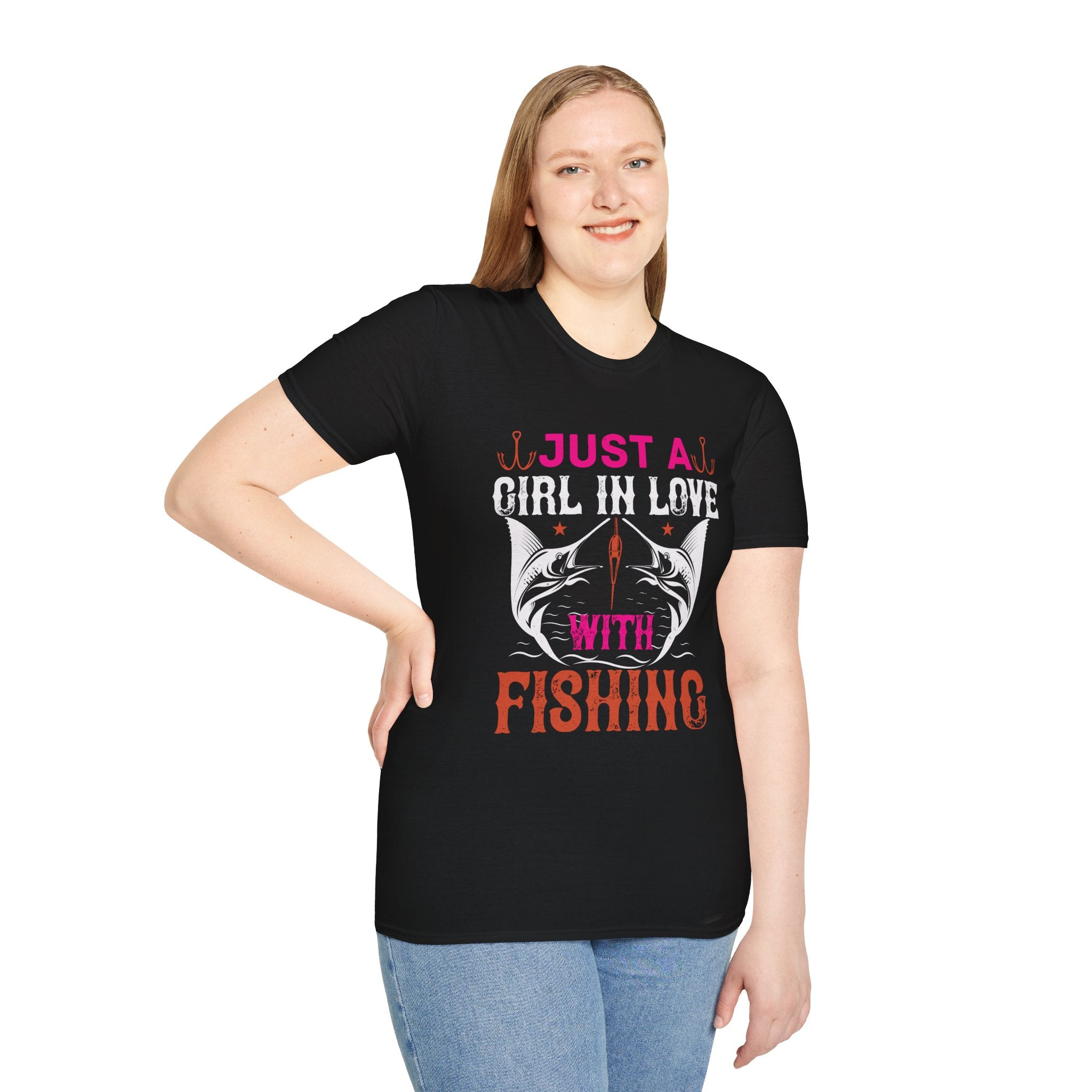 Fishing Lover T-Shirt for Women | Just a Girl in Love With Fishing, Gifts for Fisherwomen, Fishing Apparel, Outdoor Clothing, Birthday Gift
