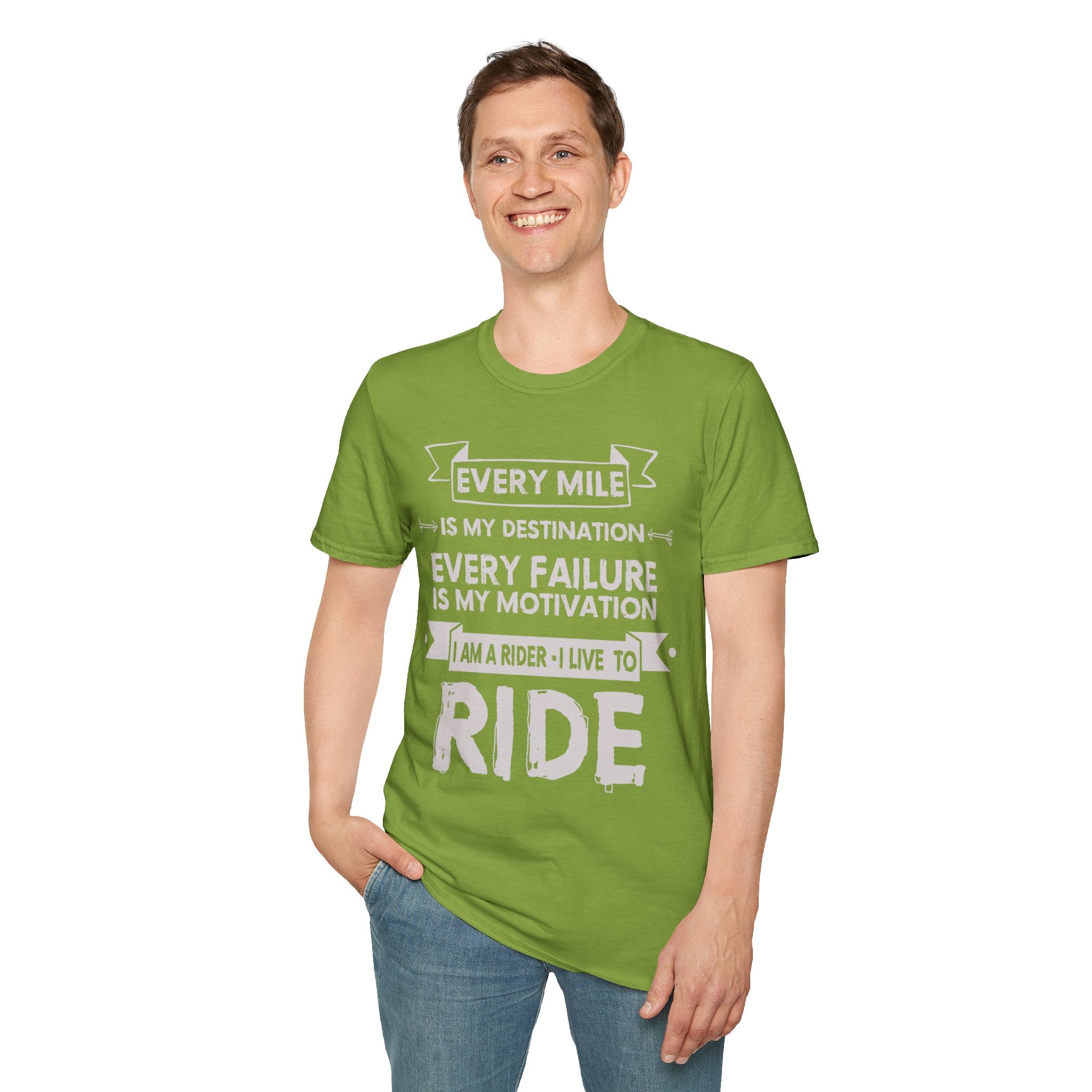 Inspirational Rider T-Shirt | Every Mile Is My Destination | Fitness Gift for Cyclists, Motivational Tee, Unisex Apparel
