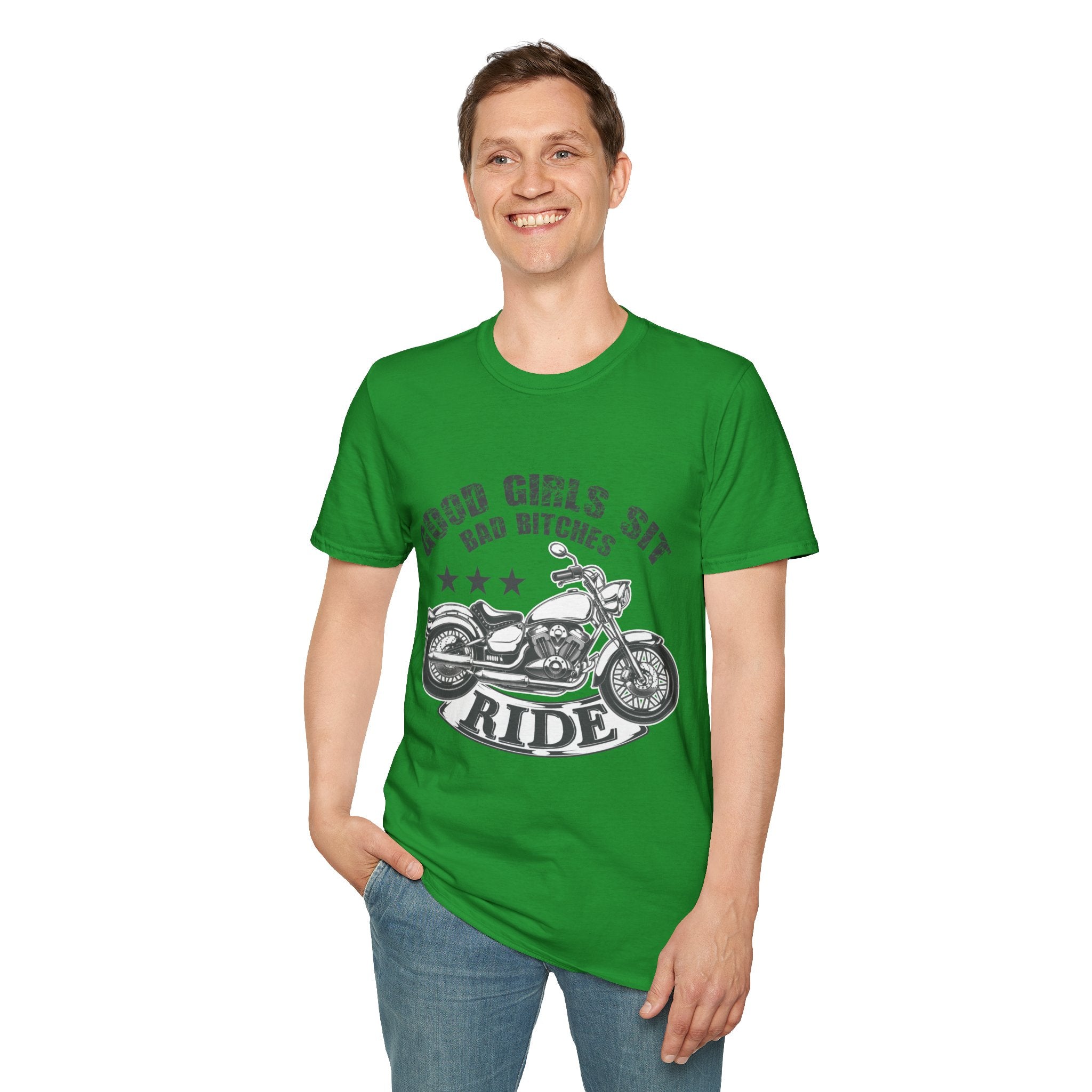 Good Girls Sit Bad Bitches Ride Unisex T-Shirt, Biker Tee, Gift for Motorcycle Lovers, Casual Wear, Birthday Gift