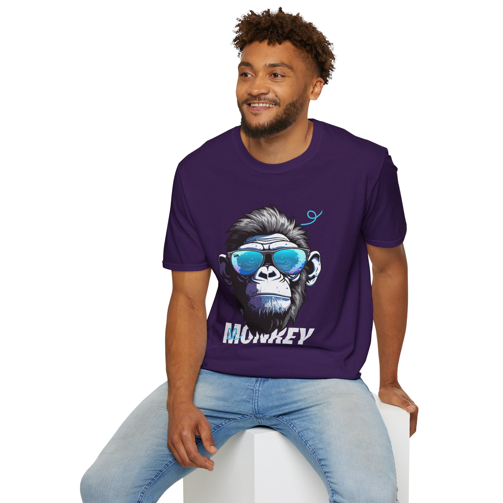 Cool Monkey Graphic Tee, Fun Unisex Softstyle T-Shirt, Animal Lover Gift