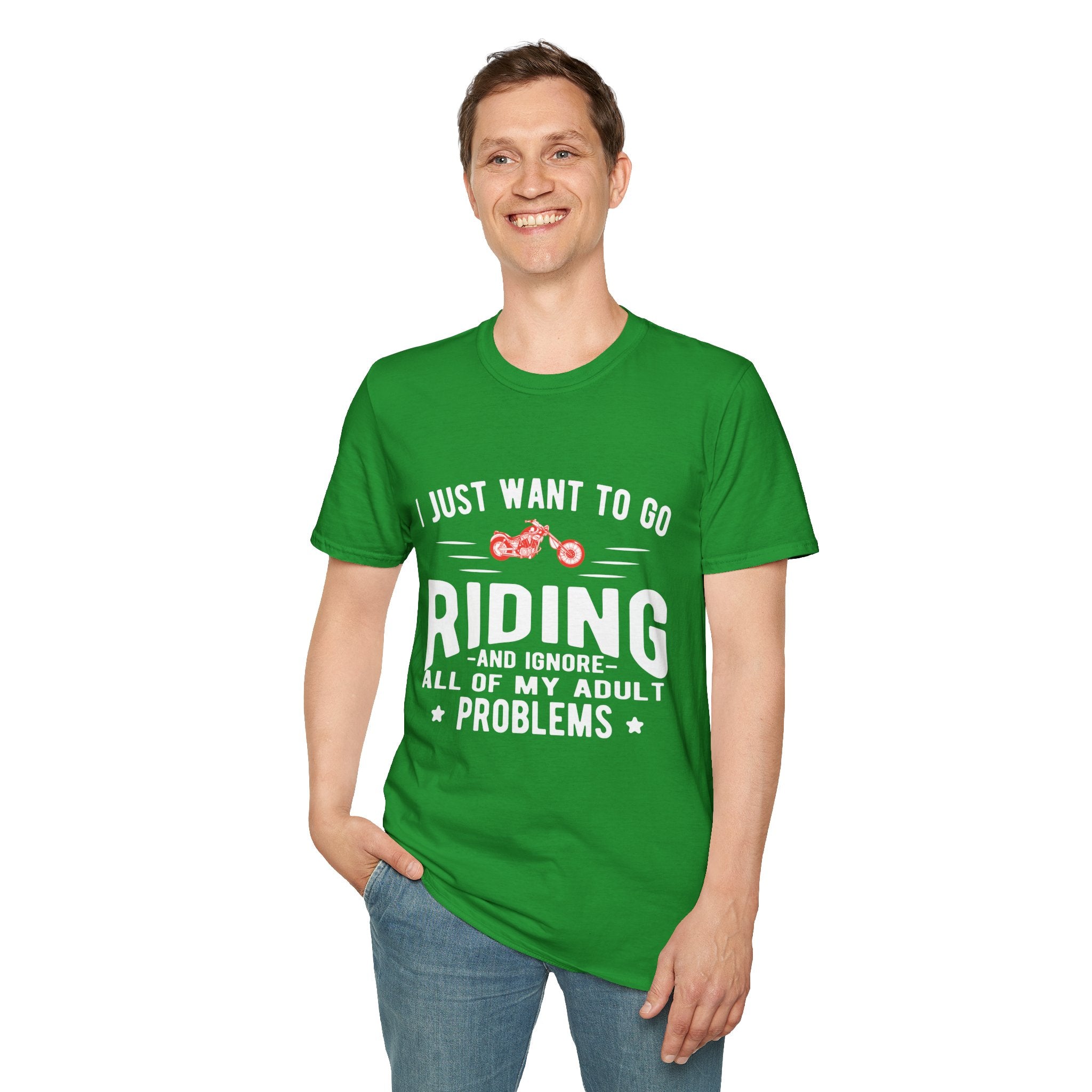 Funny Riding T-Shirt for Adults, Unisex Graphic Tee, Casual Wear, Gift for Riders, Adulting Humor Shirt