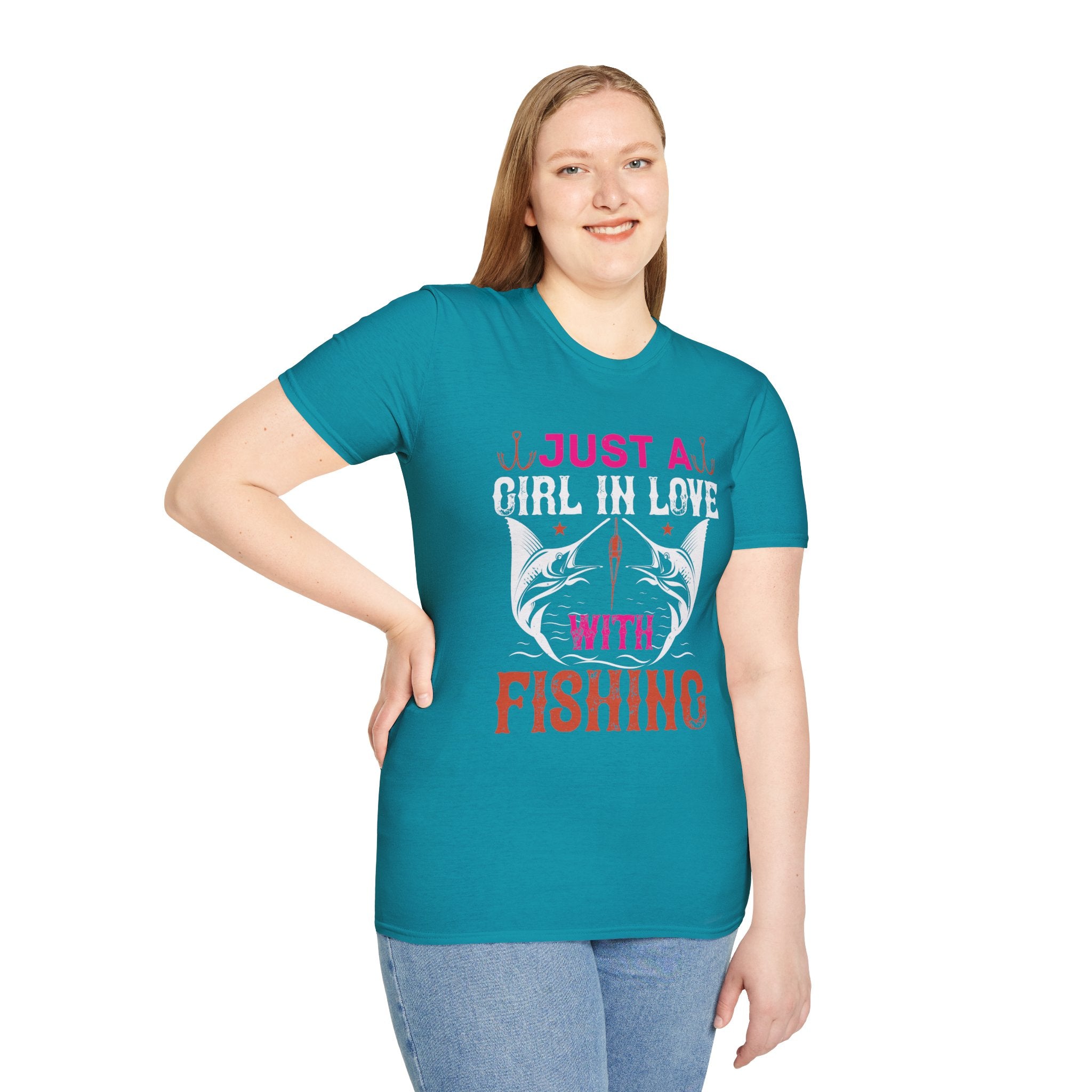 Fishing Lover T-Shirt for Women | Just a Girl in Love With Fishing, Gifts for Fisherwomen, Fishing Apparel, Outdoor Clothing, Birthday Gift