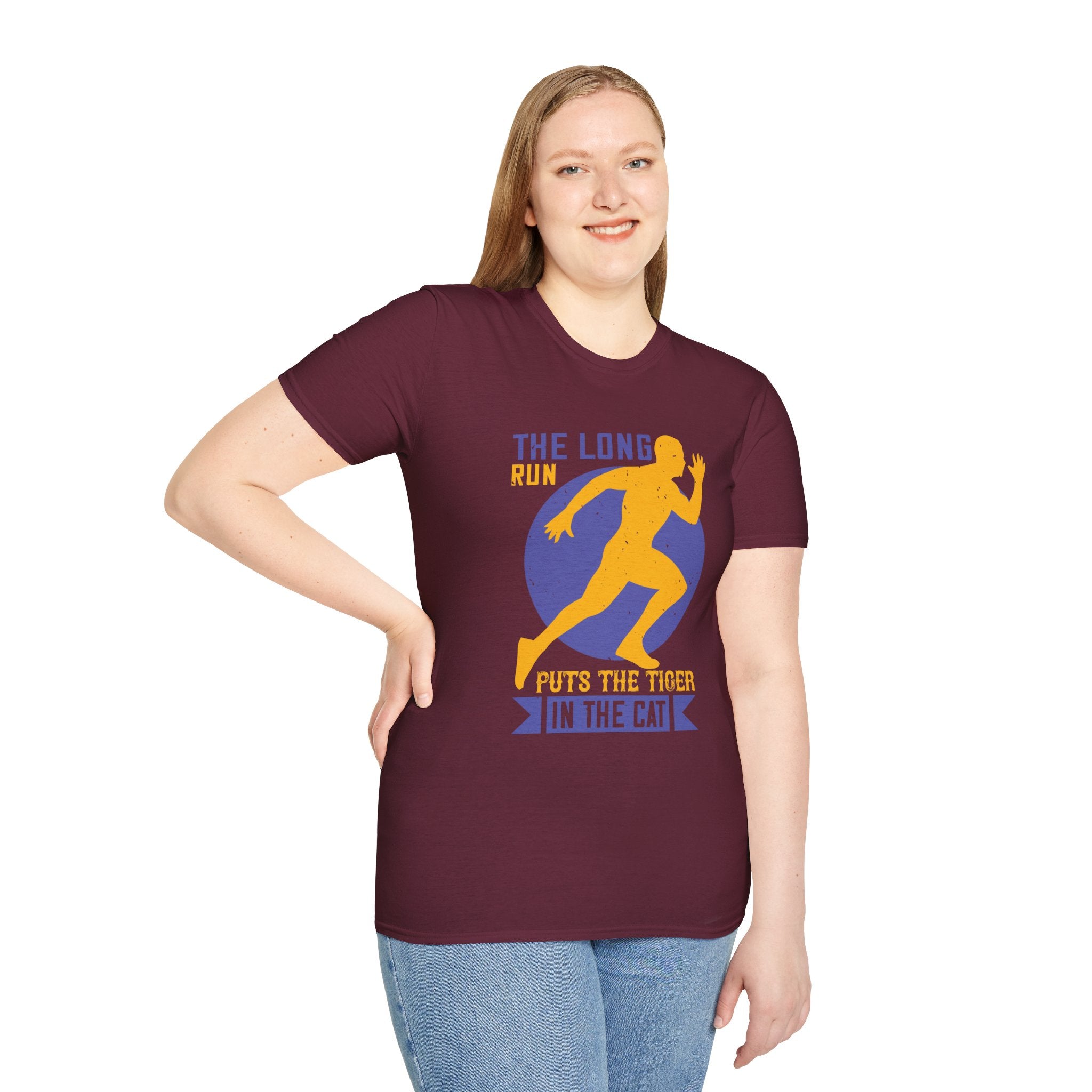 Run Tiger Unisex Softstyle T-Shirt, Motivational Tee, Fitness Apparel