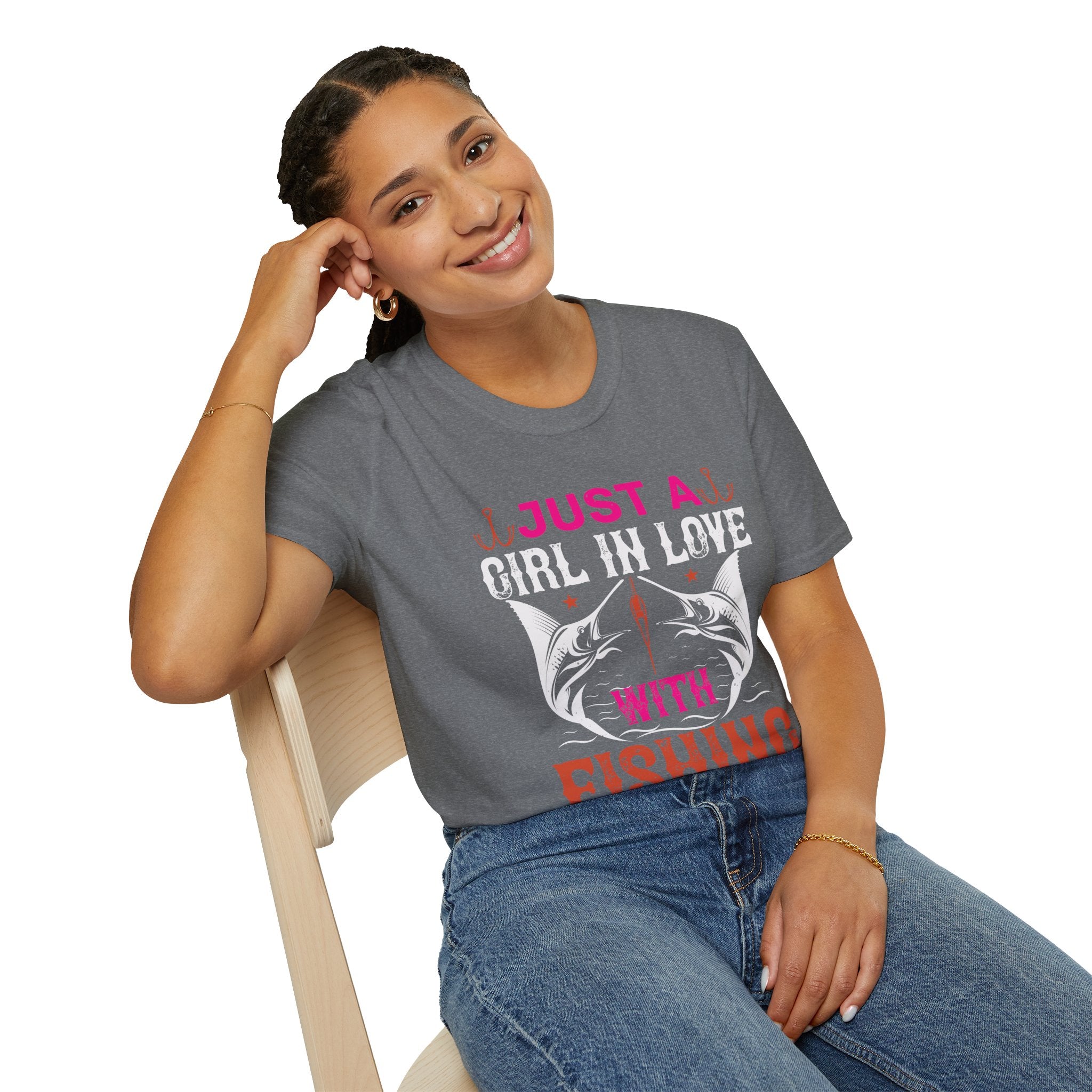 Fishing Lover T-Shirt for Women | Just a Girl in Love With Fishing, Gifts for Fisherwomen, Fishing Apparel, Outdoor Clothing, Birthday Gift