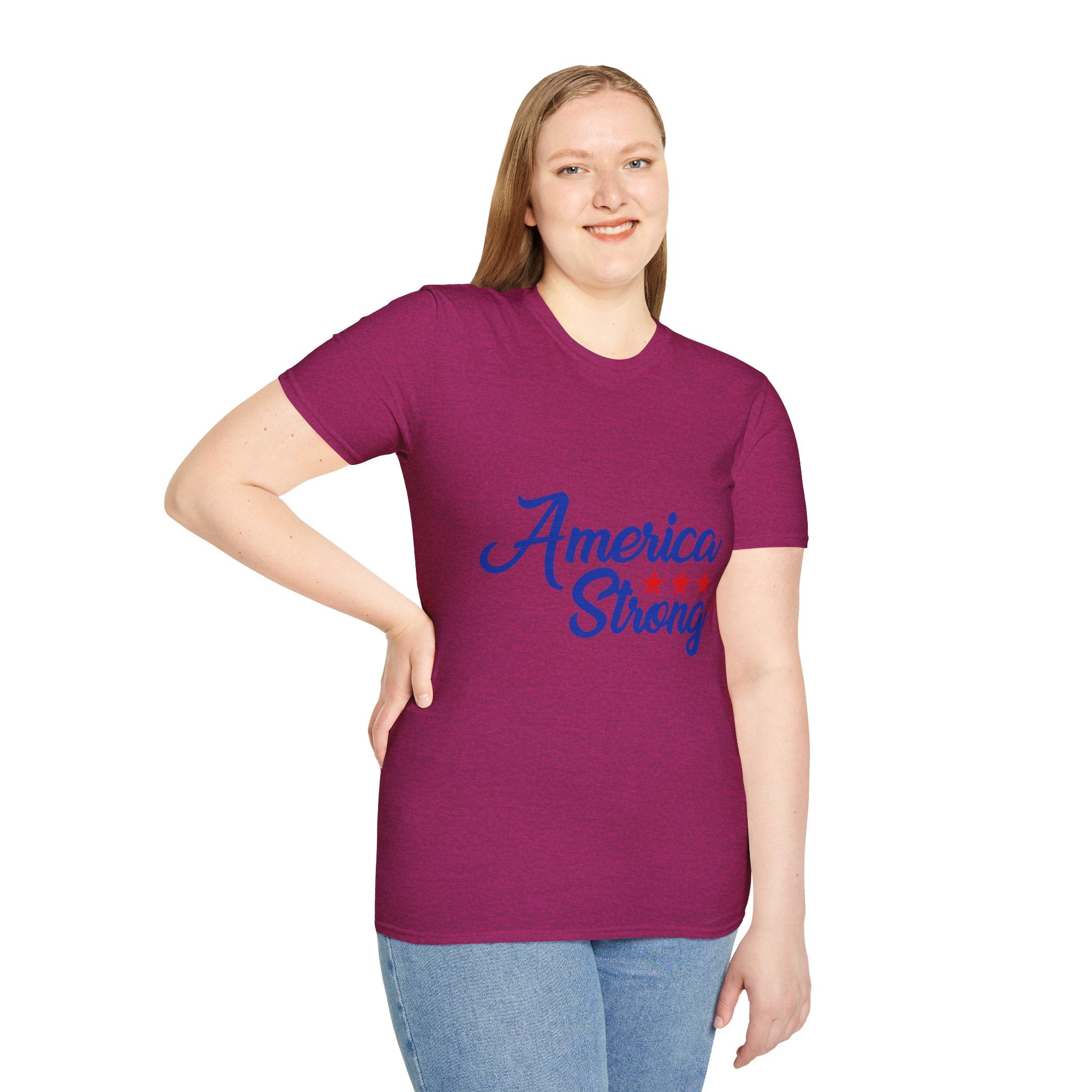 Unisex Softstyle T-Shirt - America Strong, Patriotic Tee, Casual Wear, Independence Day Outfit, Gift for Veterans, Summer Style