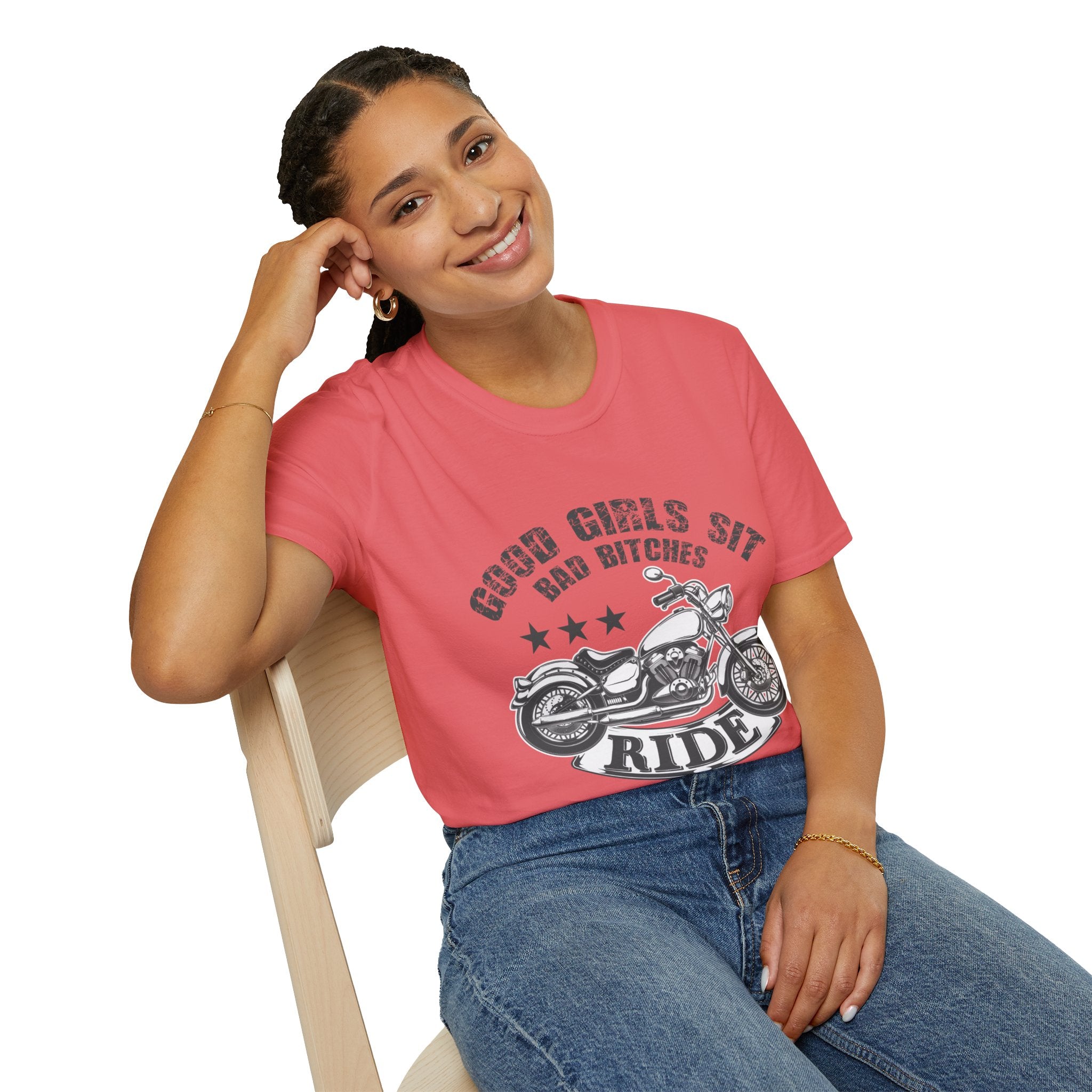 Good Girls Sit Bad Bitches Ride Unisex T-Shirt, Biker Tee, Gift for Motorcycle Lovers, Casual Wear, Birthday Gift