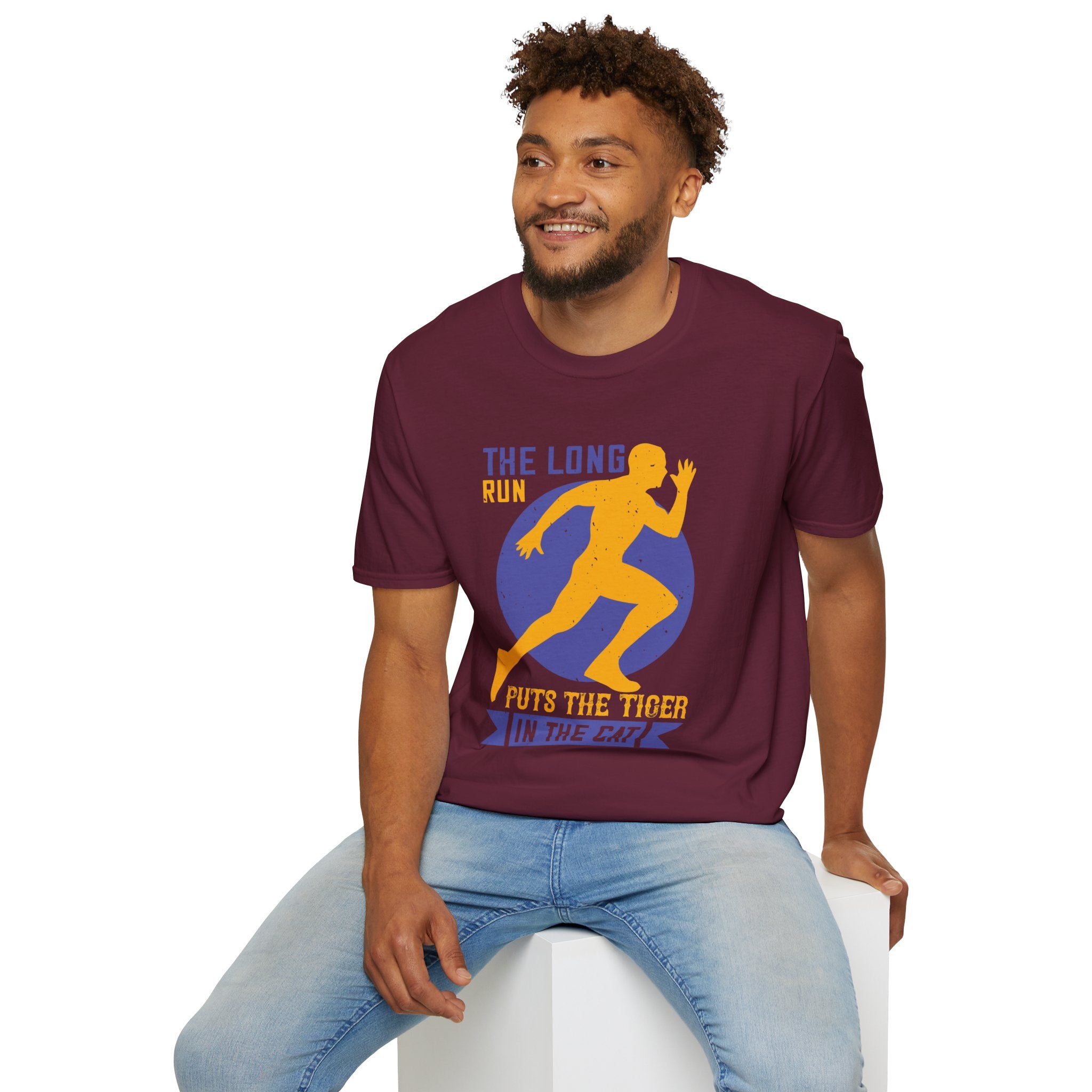 Run Tiger Unisex Softstyle T-Shirt, Motivational Tee, Fitness Apparel